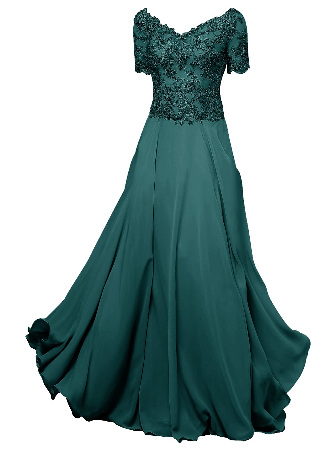 Elegant Long Chiffon Mother of the Bride Dresses - Short Sleeve Wedding Guest Gowns for Women | Perfect for Formal Weddings, Evening Parties & Special Occasions