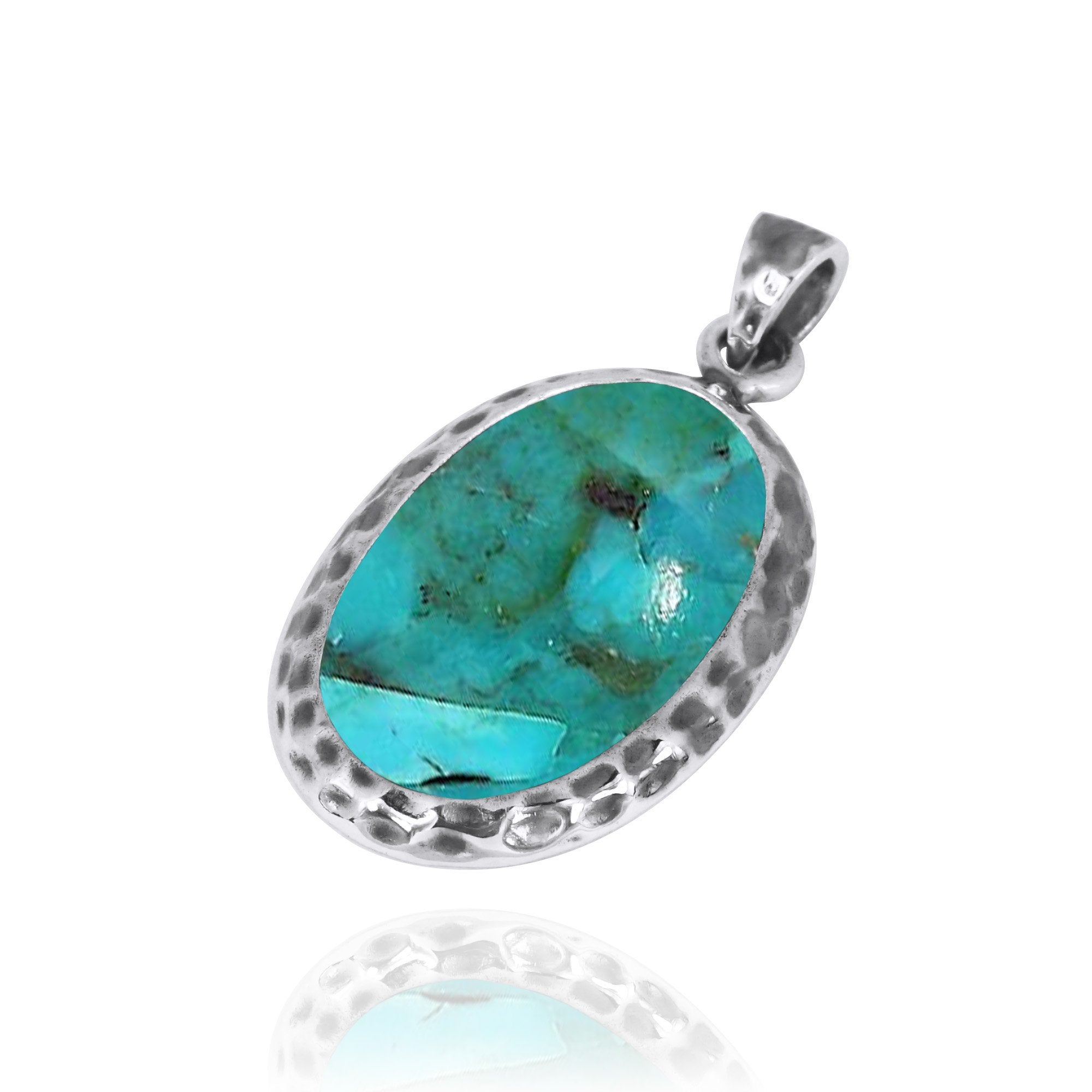 Handmade Compressed Turquoise Oxidized Silver Pendant Necklace - Elegant Bohemian Jewelry for Women | Perfect for Casual Wear, Parties & Gift Giving