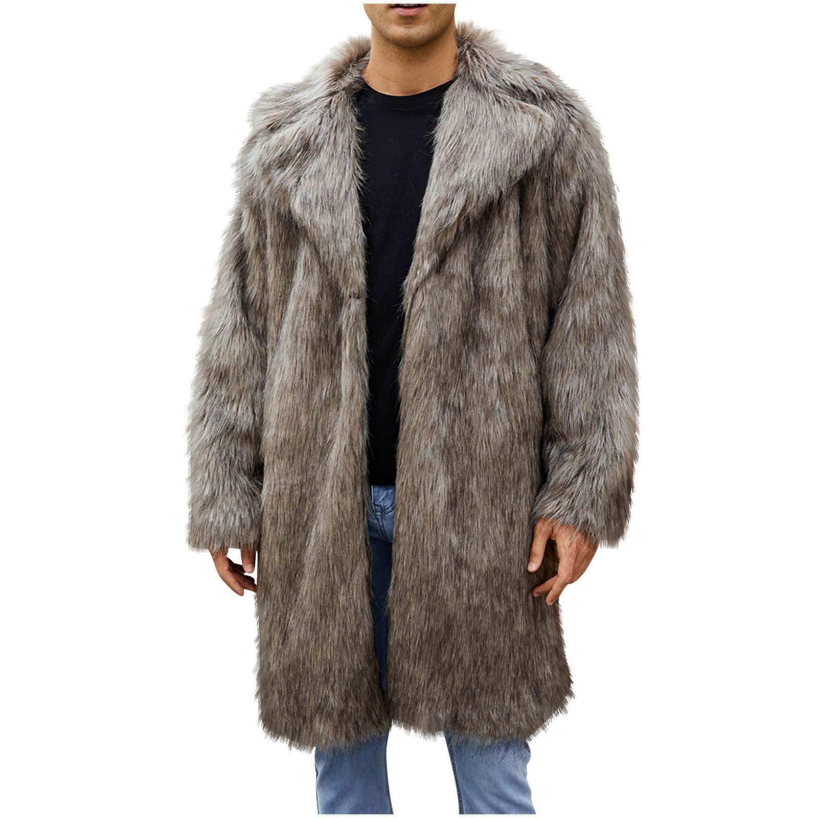 Men's Faux Fur Winter Coat Long Parka Jacket - Warm Furry Overcoat for Cold Weather | Perfect for Snowy Days, Outdoor Activities & Winter Fashion