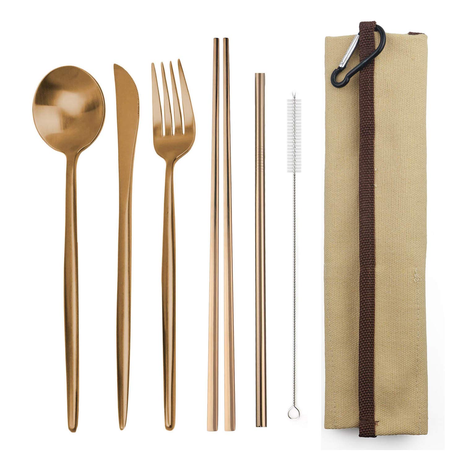 Portable 6-Piece Stainless Steel Flatware Set - Travel Cutlery for Camping & Picnics