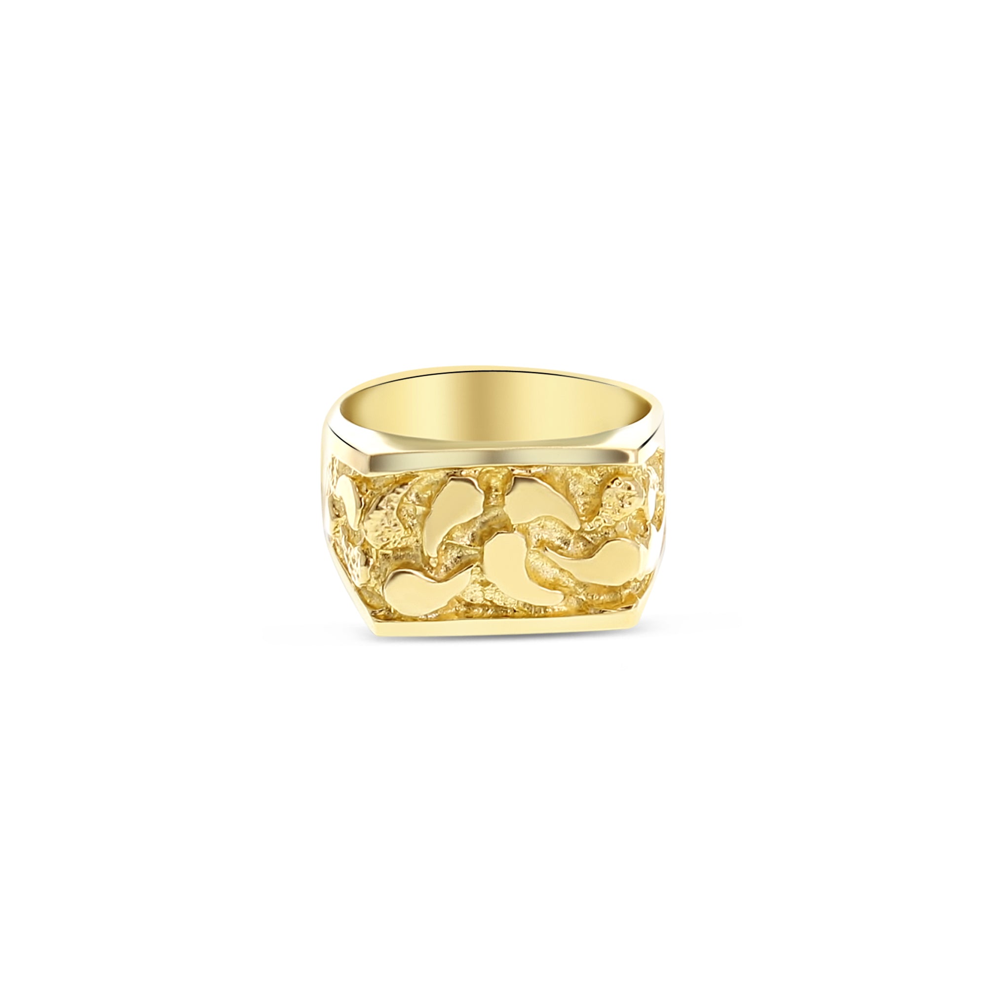 14K Yellow Gold Men's Nugget Ring - Stylish & Durable Jewelry for Everyday Wear, Gifts & Special Occasions