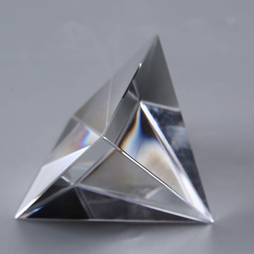 1pc Clear Crystal Prism Glass Pyramid Home Decor Desk Ornament - Feng Shui Healing, Meditation & Office Desk Decor for Positive Energy & Good Vibes