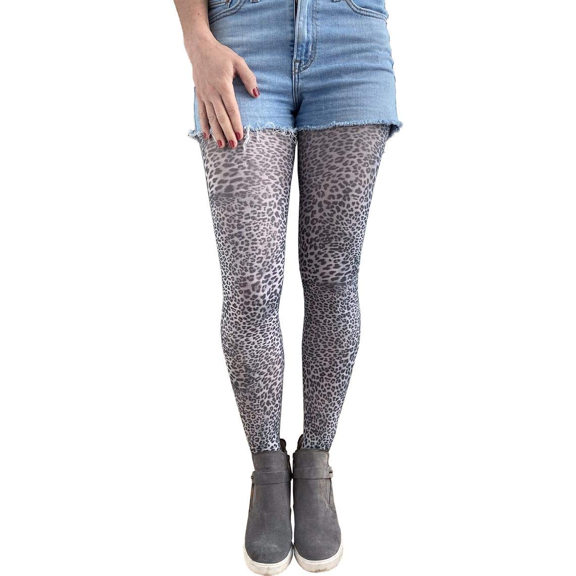 Women's White Leopard Print Tights - Stretchy Comfortable Leggings for Workout, Yoga, and Everyday Wear