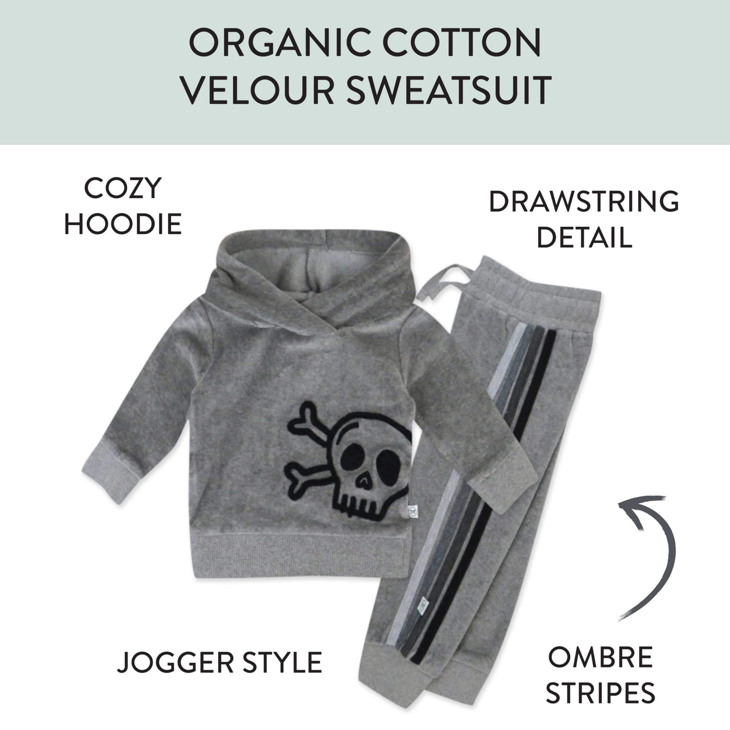 HonestBaby Velour Pullover Hoodie & Zip Front Sweatshirt with Jogger Sweatpants Set - Cozy Outfit for Toddlers, Baby Boys & Girls - Perfect for Playdates, Lounging & Family Photos