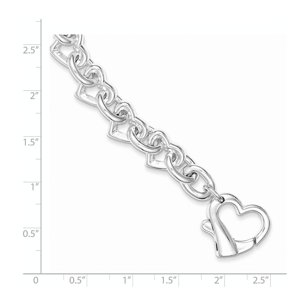 925 Sterling Silver Heart Link Charm Bracelet for Women - 7.5 Inch Adjustable Romantic Jewelry Gift for Valentine's Day, Anniversary & Special Occasions