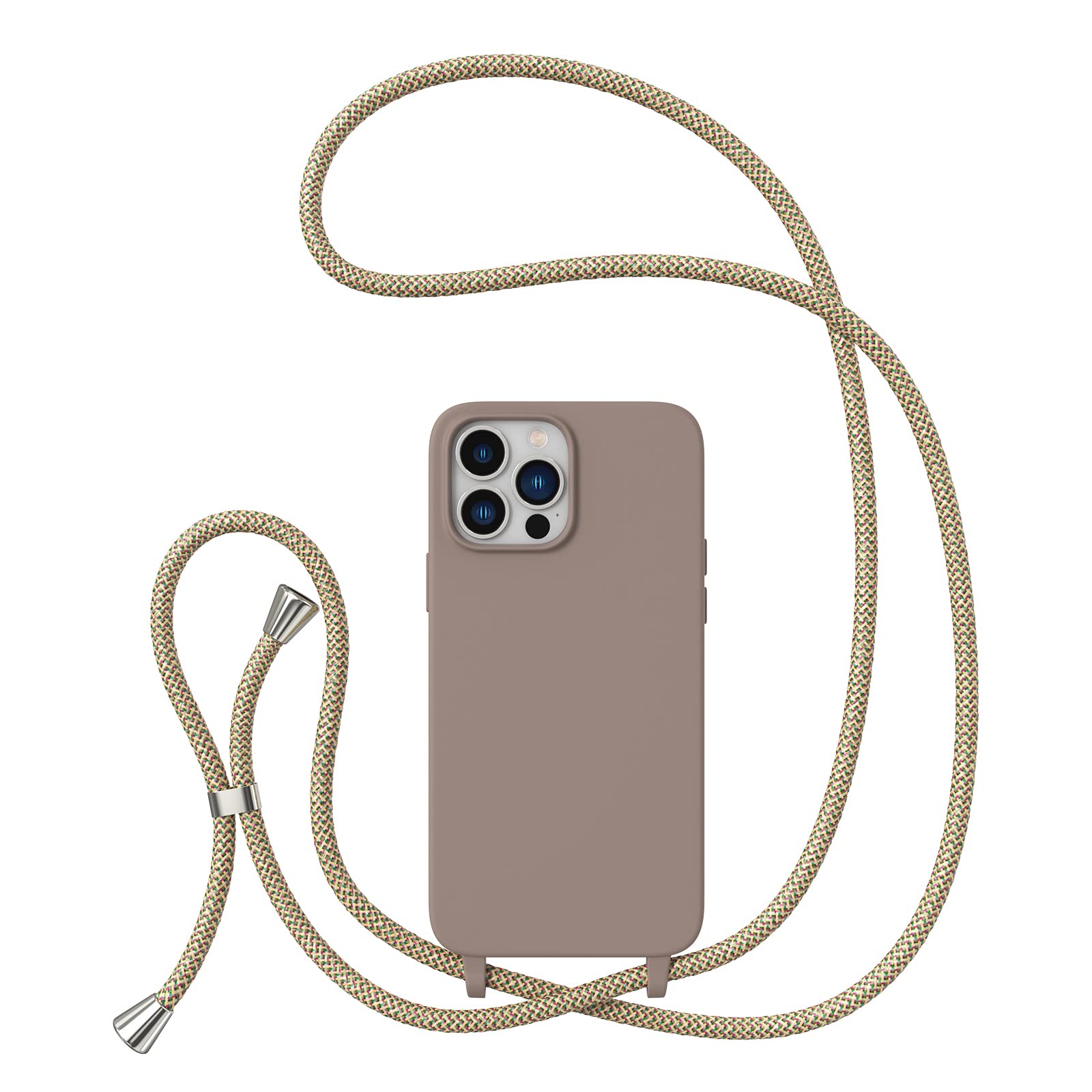 ZTOFERA Liquid Silicone Soft Case for iPhone 15 Pro Max (6.7 inch) with Adjustable Crossbody Lanyard Strap - Brown | Durable Protective Phone Cover for Daily Use, Travel & Outdoor Activities