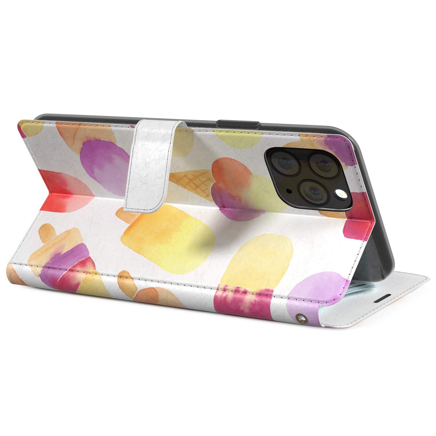 **iPhone Wallet Case - Slim Magnetic Folio Cover with Card Holder for iPhone 14 Pro Max/13 Mini/12/11/SE/Xr/Xs/8 Plus/7/6s - Lightweight PU Leather in Frozen Juice Pink & Ice-Cream Candy Colors | Perfect for Girls, Everyday Use & Travel**