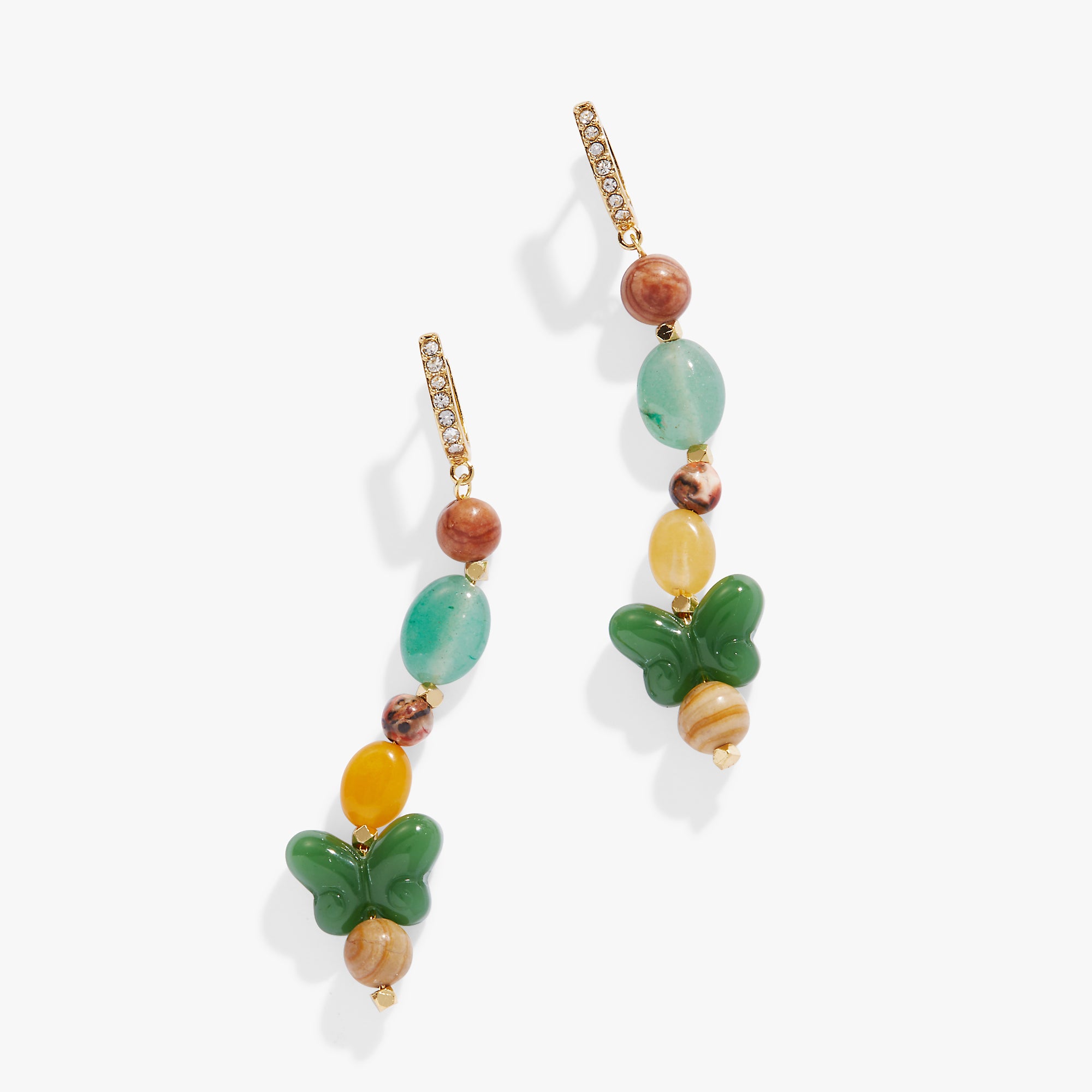 Handmade Carved Butterfly Beaded Linear Dangle Earrings for Women - Elegant Boho Jewelry for Parties, Weddings & Everyday Wear