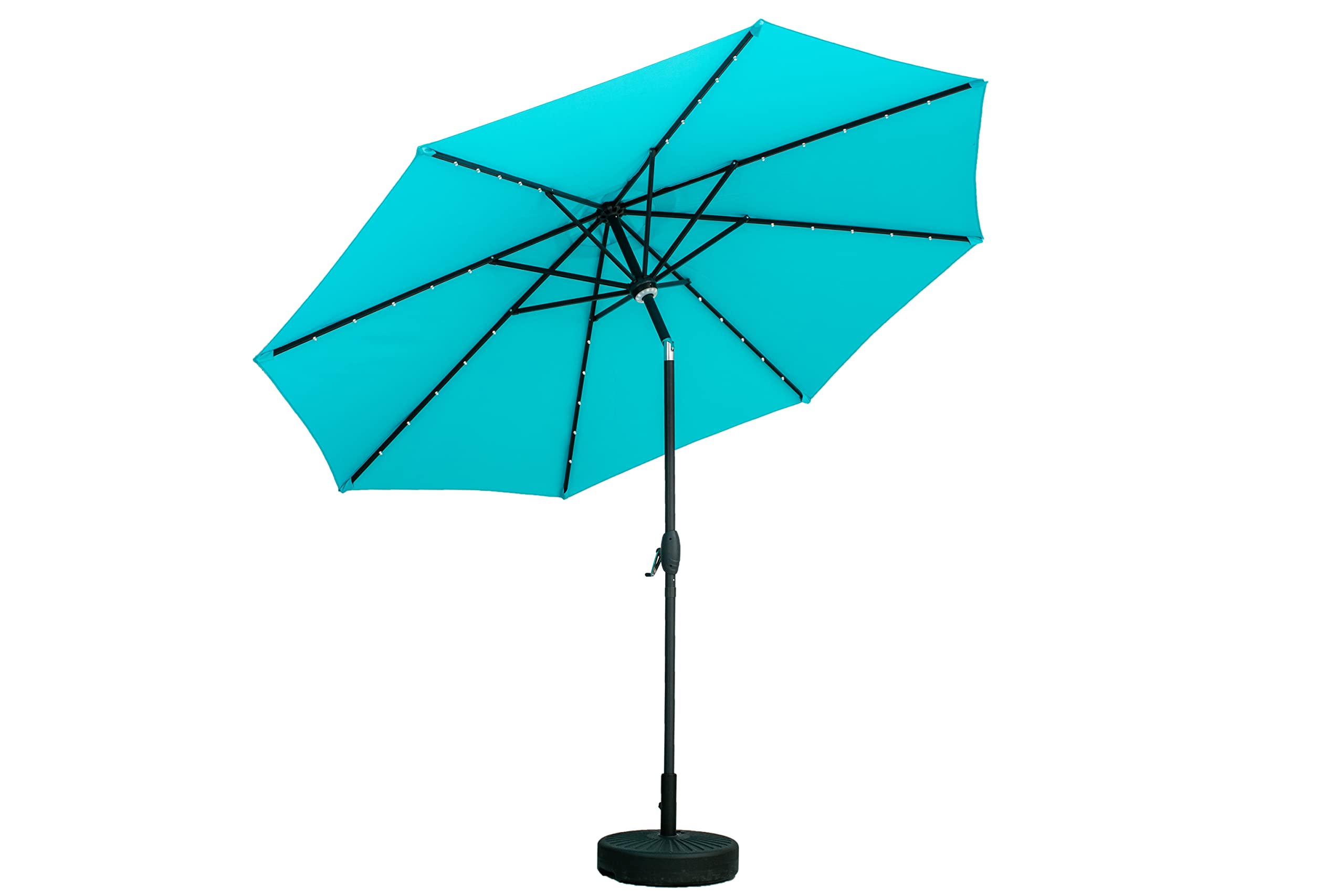 HYD-Parts 10FT Solar Patio Umbrella with Tilt & Base - Outdoor Market Umbrella for Garden, Deck, Backyard, Pool - Perfect for Shade, Relaxation & Outdoor Dining