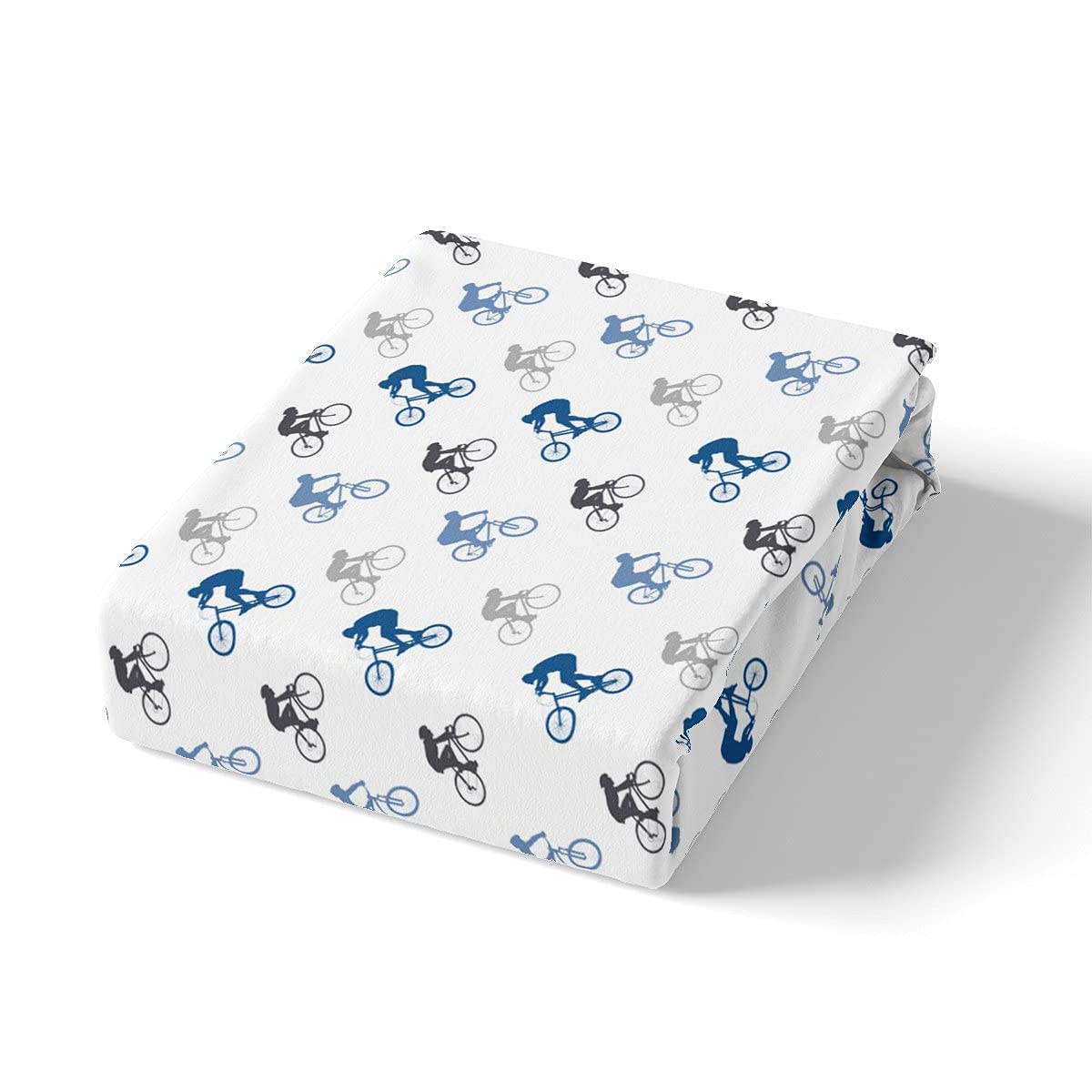 Erosebridal Boys Blue Black Mountain Bike Bedding Set - Queen Size Sports Bicycle Sheet Set for Kids & Teens - Includes Fitted Sheet, Flat Sheet & 2 Pillowcases - Perfect for Bike Lovers' Bedrooms & Dorm Rooms