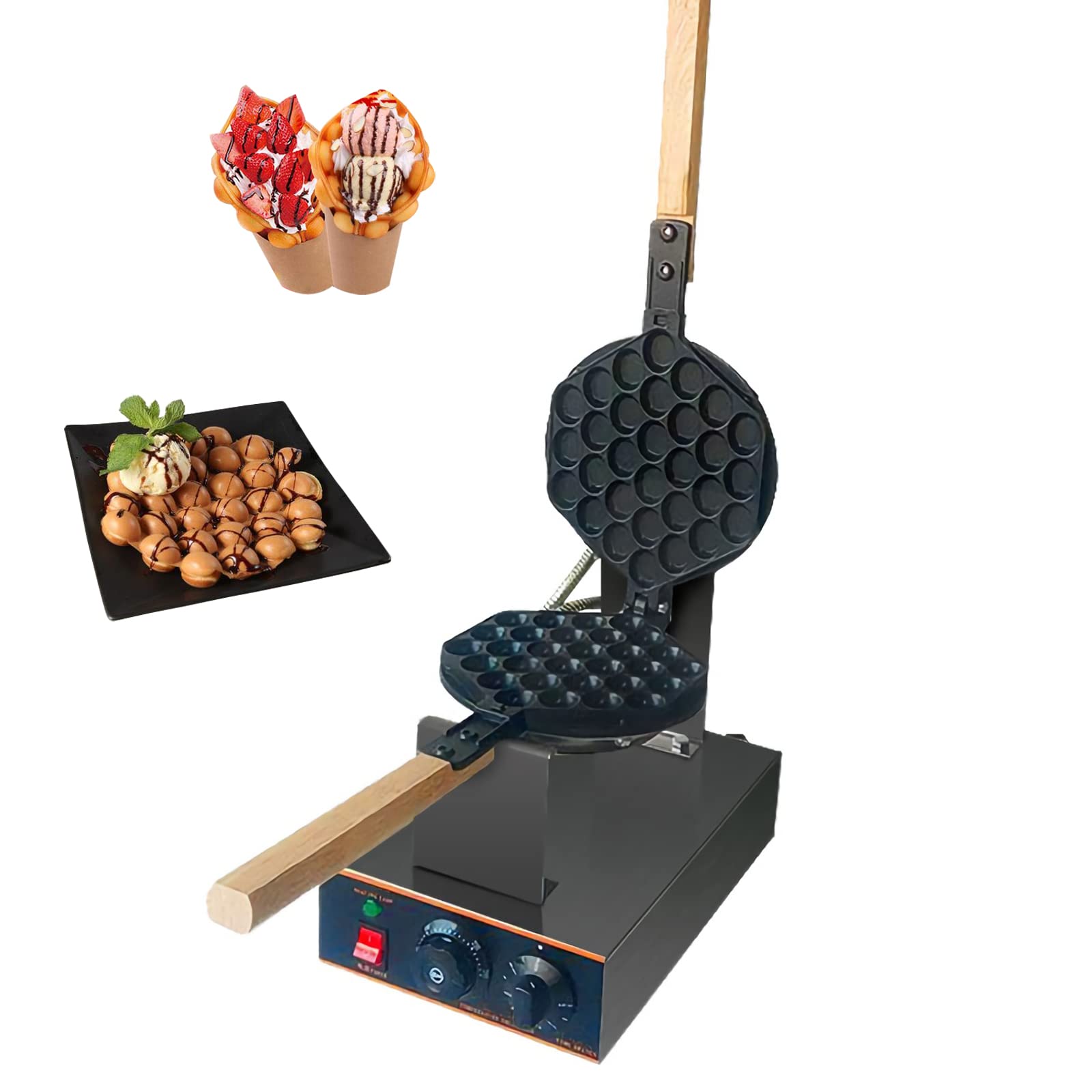 INTSUPERMAI Electric Non-Stick Egg Cake Maker - Commercial Bubble Waffle Machine for Egg Puff Bread, 30 PCS, 110V - Perfect for Breakfast Cafes, Street Food Stalls & Home Baking