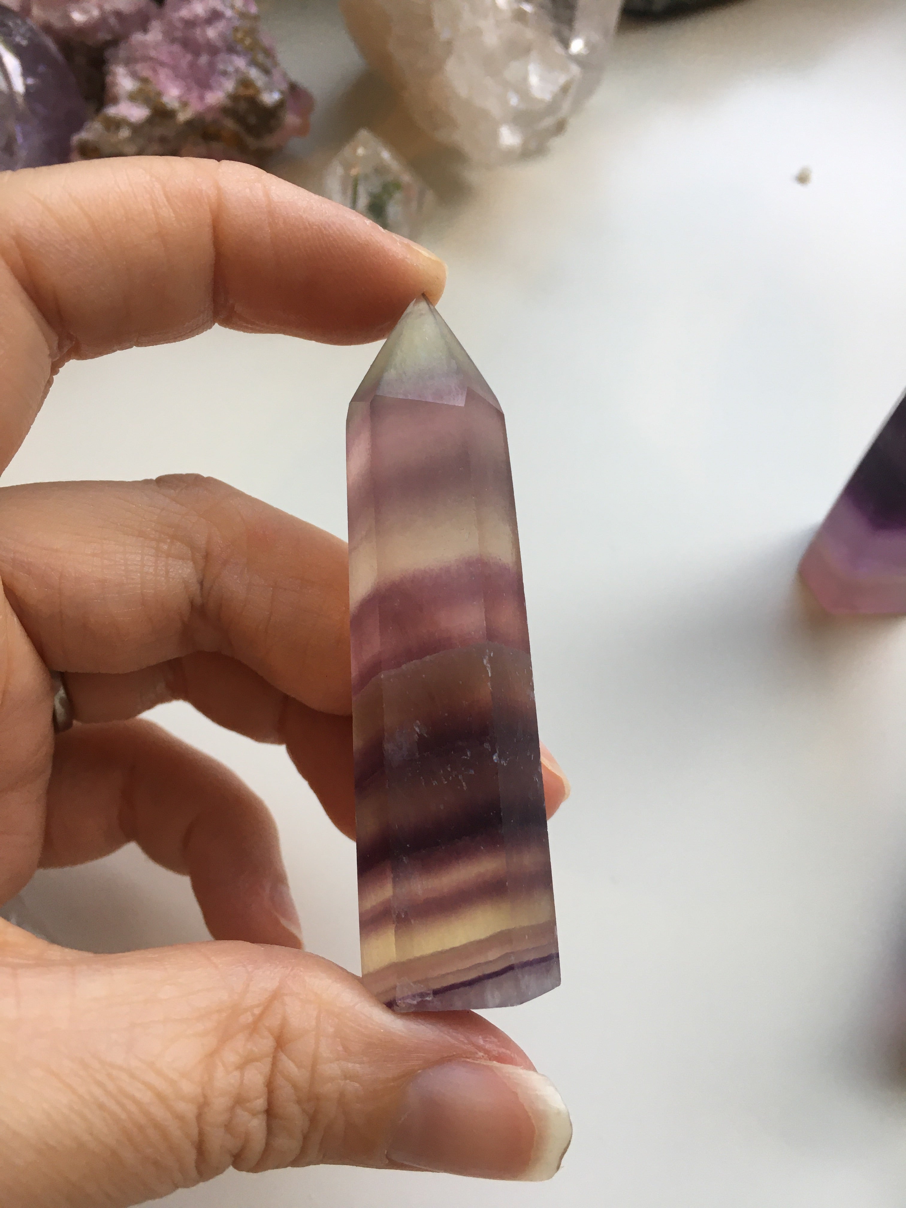 Natural Purple Fluorite Mini Tower - Healing Crystal for Meditation, Reiki & Energy Balancing - Perfect for Home Decor, Office Desk & Spiritual Practices