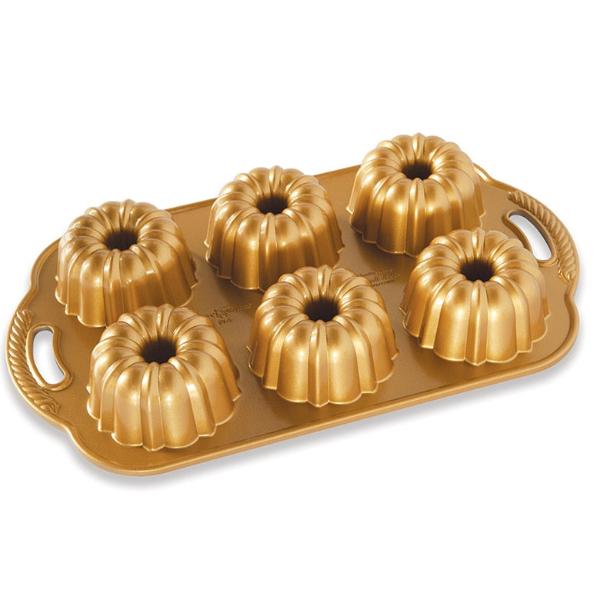 Nordicware Anniversary Bundtlettes - 6-Cavity Mini Bundt Cake Pan, Non-Stick Baking Mold for Perfect Mini Cakes - Ideal for Birthday Parties, Holiday Desserts & Home Baking Gifts