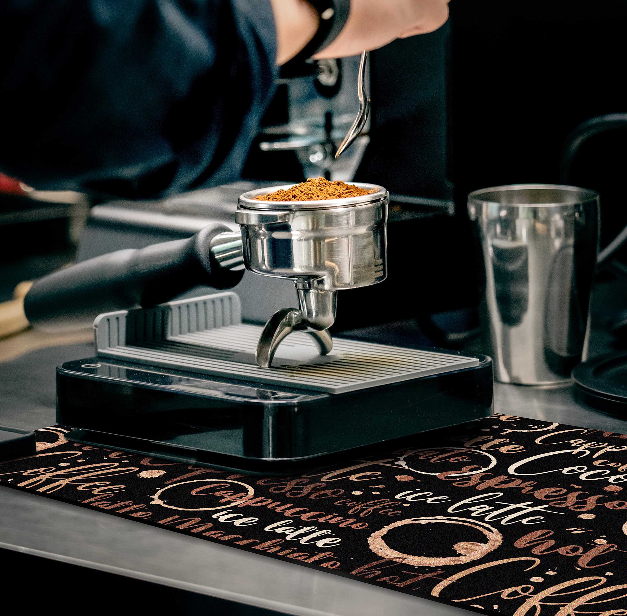 Premium Absorbent Coffee Bar Mat - Non-Slip Rubber Backed Countertop Protector (20x12 Inch) - Ideal for Kitchen Counter, Dish Drying & Decor - Perfect Gift for Coffee Lovers & Home Chefs