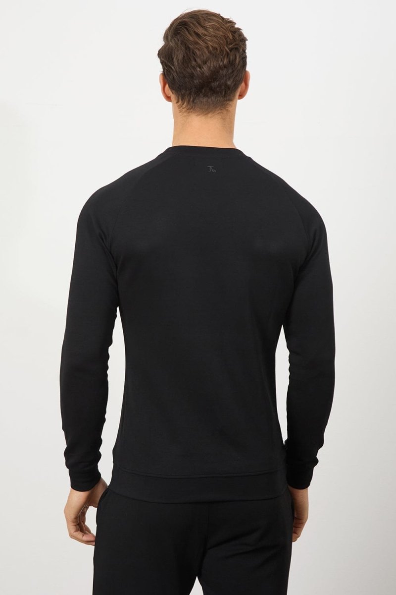 Interlock Crew Neck Sweatshirt - Black | Comfortable Cotton Pullover for Men & Women | Perfect for Casual Wear, Gym & Outdoor Activities