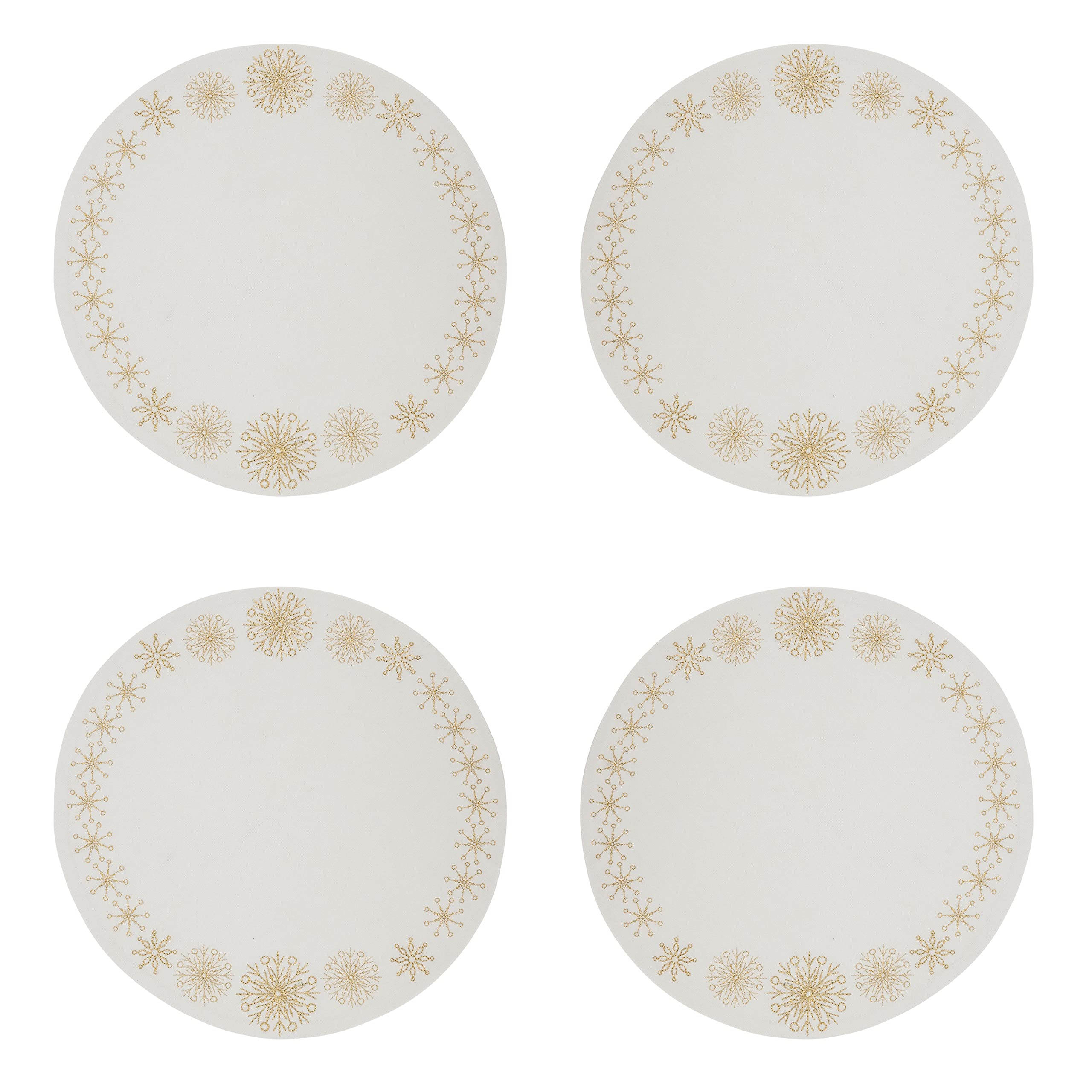 Embroidered Snowflakes Christmas Placemats Set of 4 - Holiday Table Decor for Winter Dinner Parties & Festive Home Decor