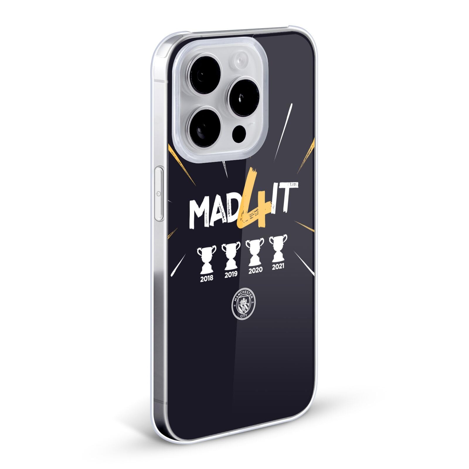Officially Licensed Manchester City FC 2021 Champions Hard Back Phone Case - Compatible with Apple iPhone 13 Pro Max | Premium Protection for Soccer Fans | Perfect for Match Days & Showing Team Pride
