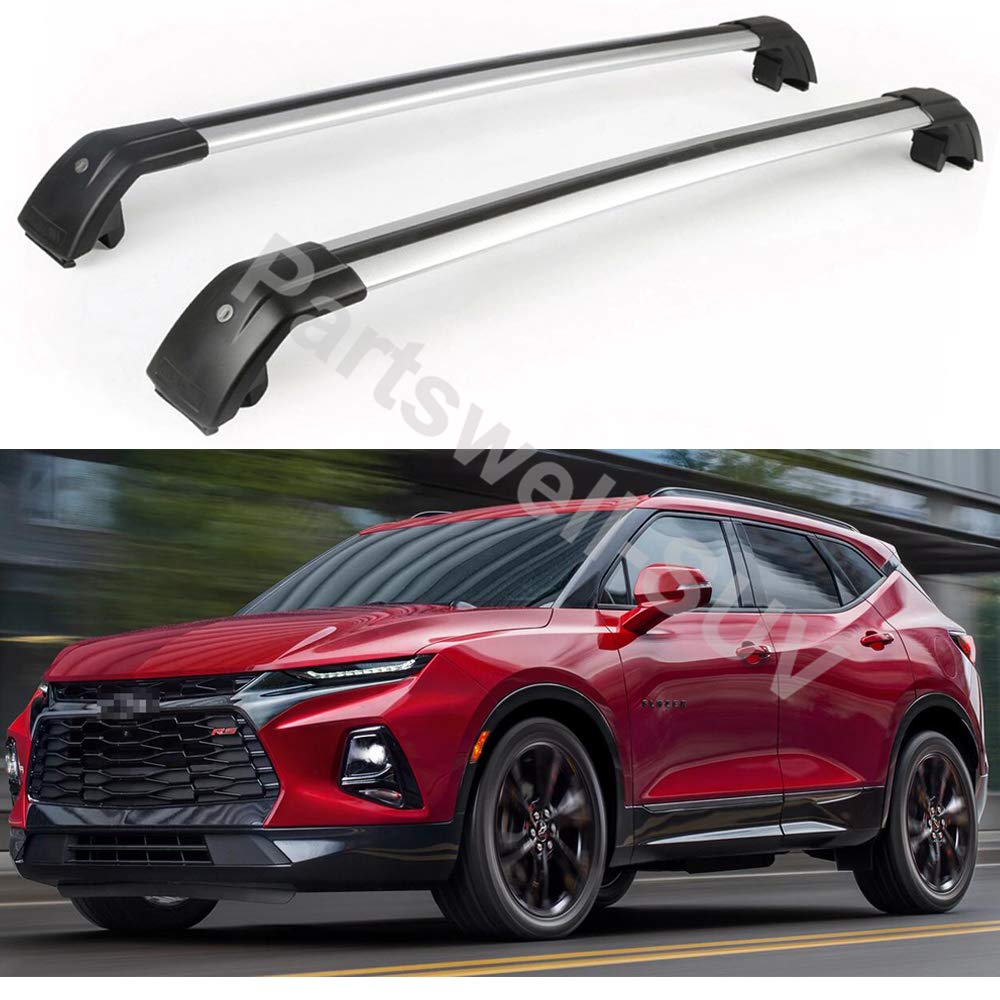 2Pcs Lockable Aluminum Roof Rack Cross Bars for Chevrolet Chevy Blazer 2019-2021 - Heavy Duty Luggage Carrier with Anti-Theft Security - Perfect for Road Trips, Camping Gear & Outdoor Adventures (Silver)