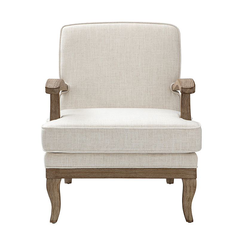 Randolph Farmhouse Upholstered Accent Chair with Wooden Legs - Comfortable Living Room Armchair for Home Decor, Reading Nook & Cozy Sitting Area (Multiple Style Options Available)