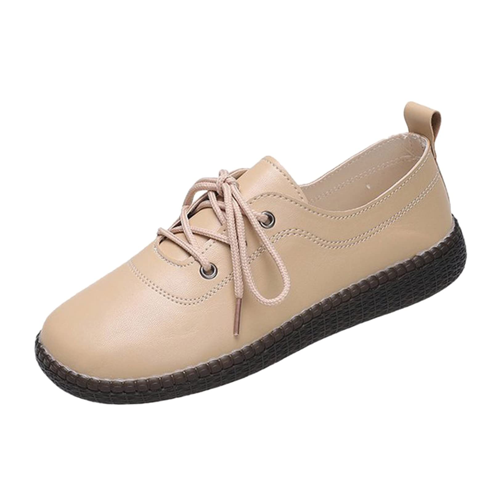 Women's Comfortable Casual Lace-Up Ballet Flats - Soft Sole Textile Shoes for Everyday Wear, Walking & Office