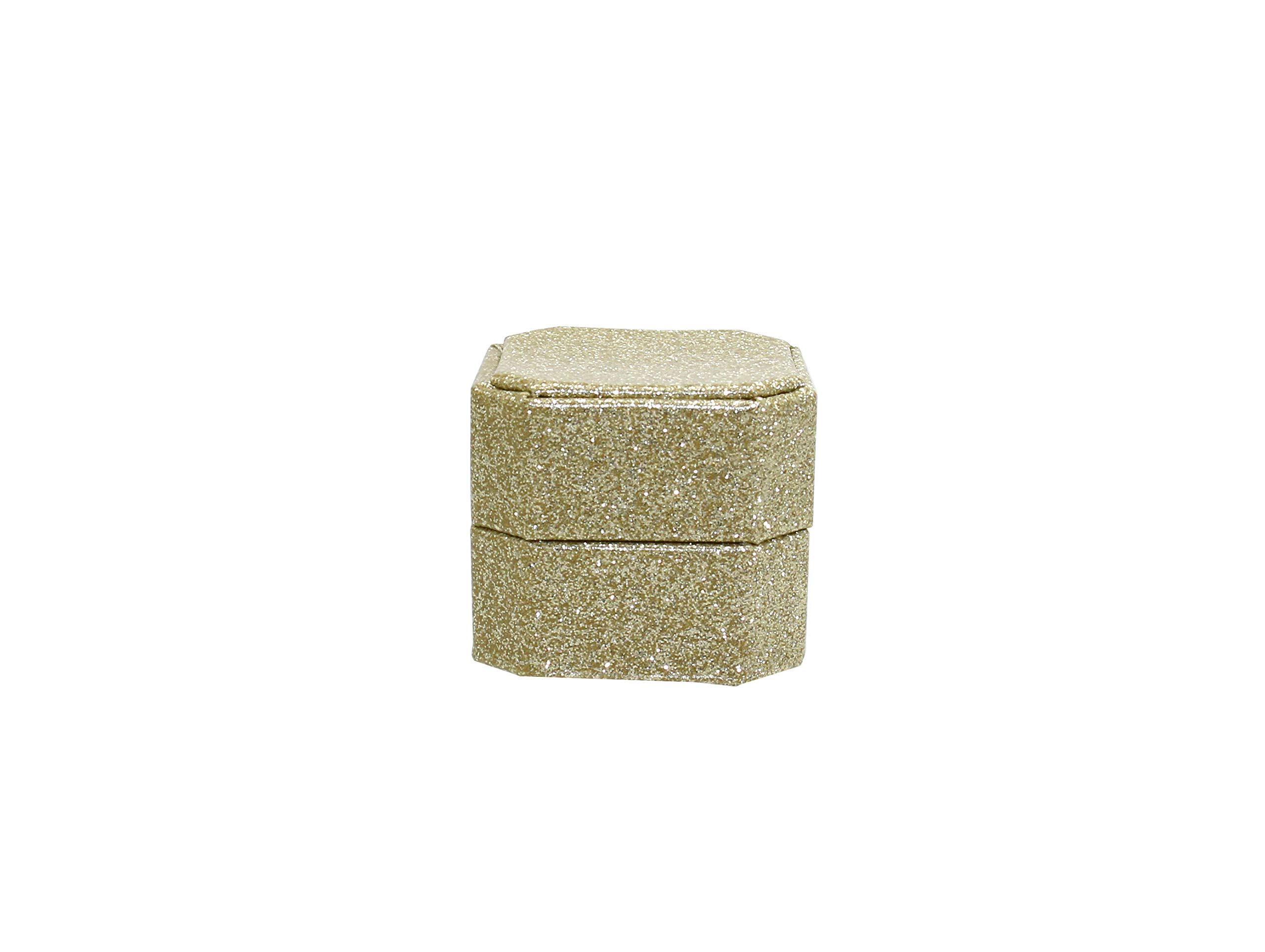 Vintage Velvet Ring Box - Light Gold Glitter for Jewelry Storage & Gifting