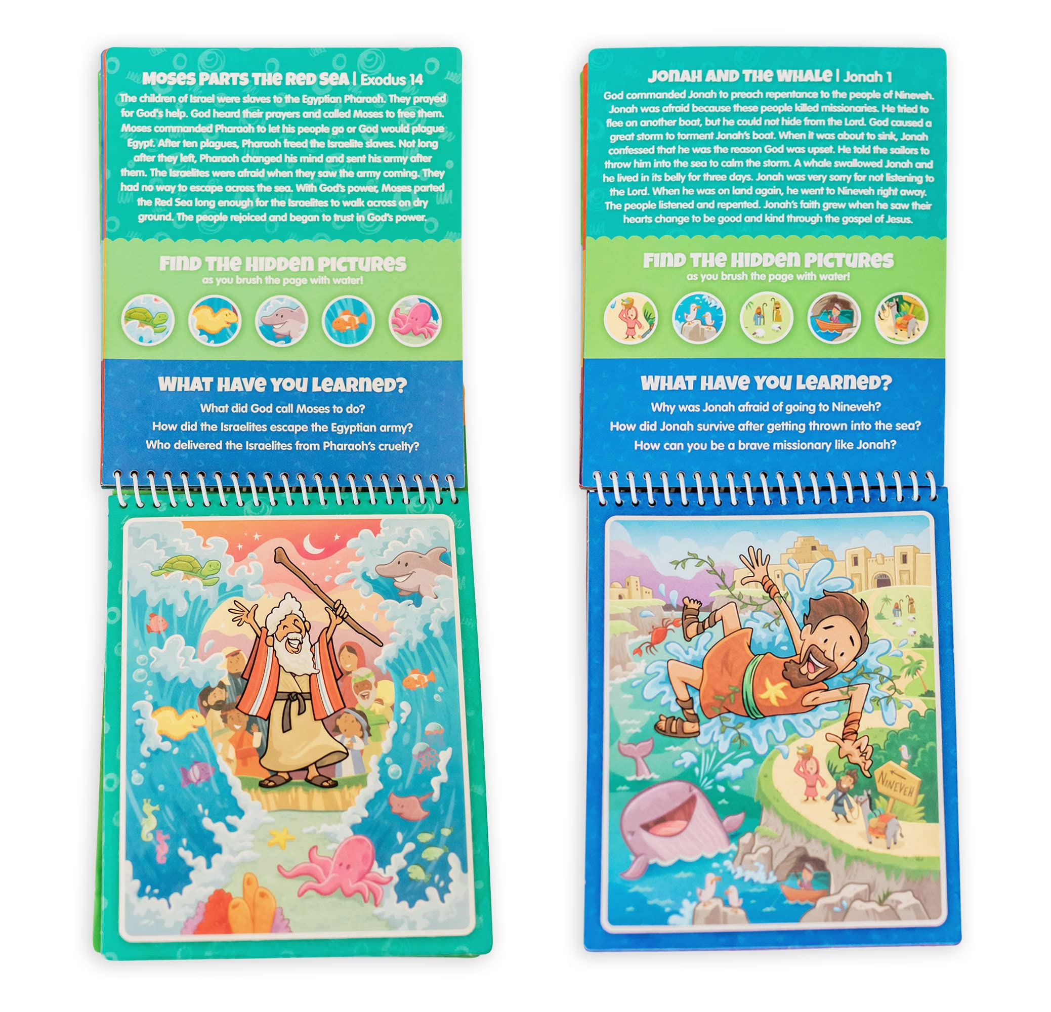 Kanga Toys 4 Pack Aqua Brush Activity Books for Kids Ages 3+ - Old Testament #1, Old Testament #2, New Testament & Book of Mormon Set | Bible Learning & Water Painting Fun for Toddlers & Preschoolers