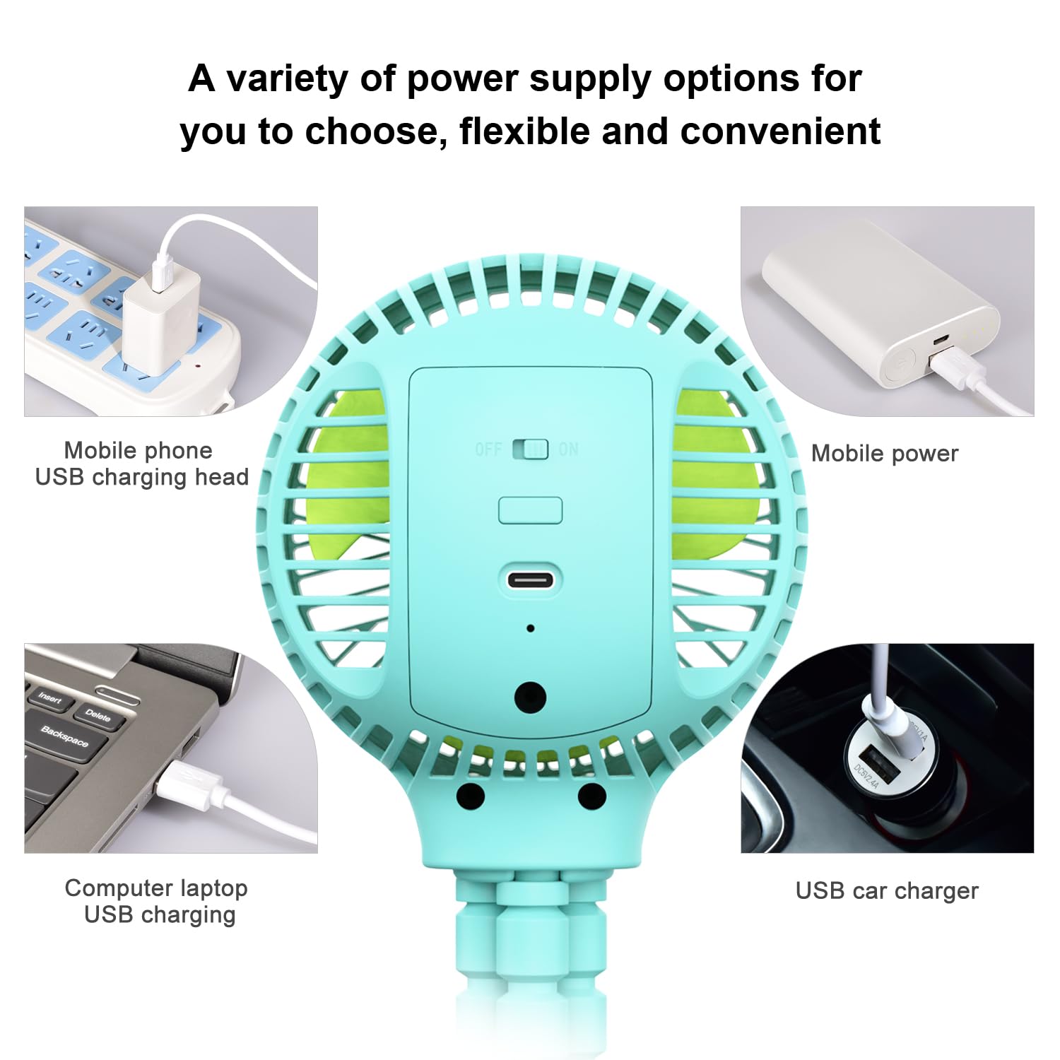 HomeLifairy Rechargeable Stroller Fan - Portable USB Clip On Fan for Baby Stroller, Car Seat & Desk - Battery Operated Mini Handheld Personal Cooling Fan (Blue) | Perfect for Outdoor Activities, Travel & Office Use