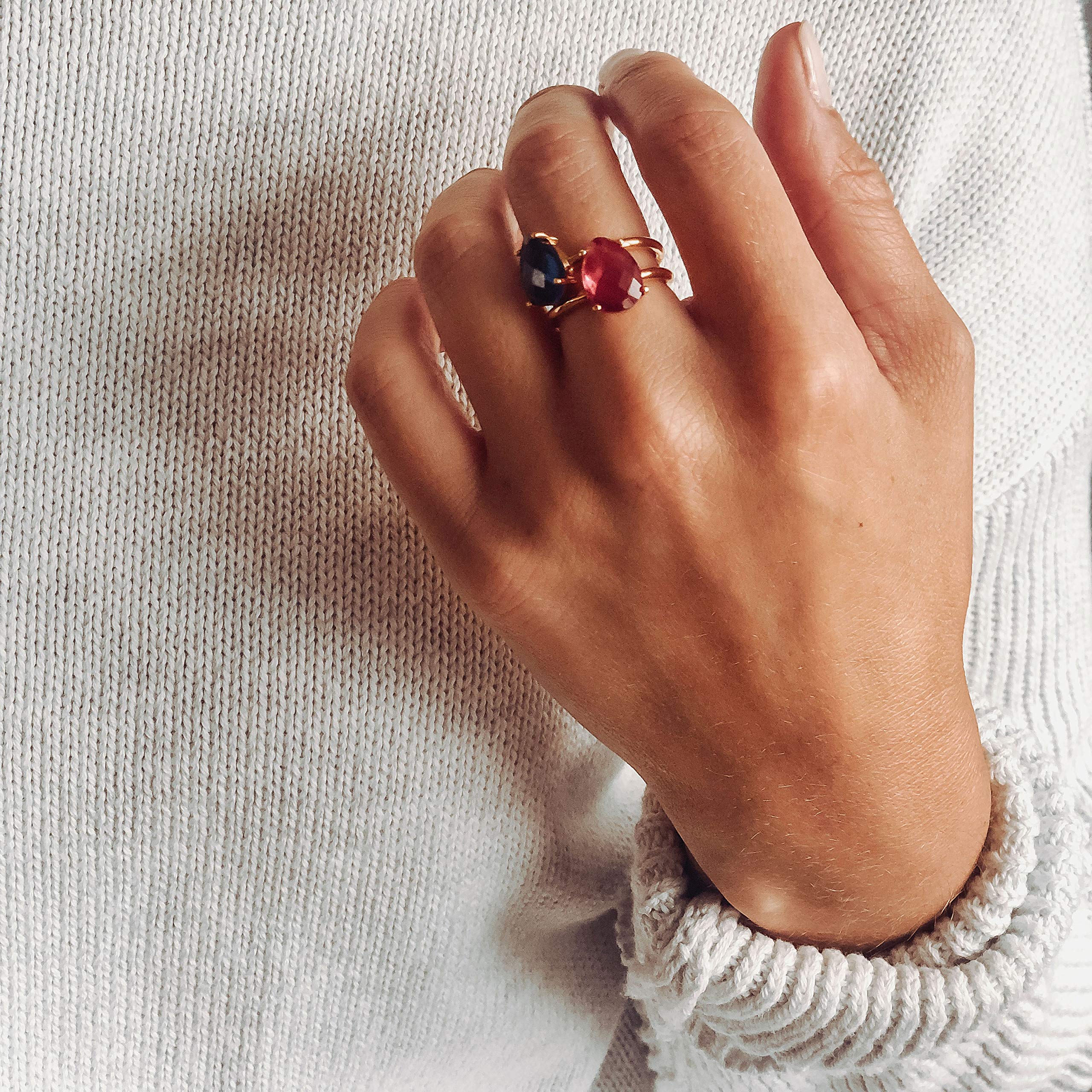 Natural Peridot Teardrop Stacking Ring - Sterling Silver, Gold Vermeil or Rose Gold Stackable Ring for Women | Dainty Jewelry Gift for Her, Bridesmaid Proposal, Anniversary or Everyday Wear