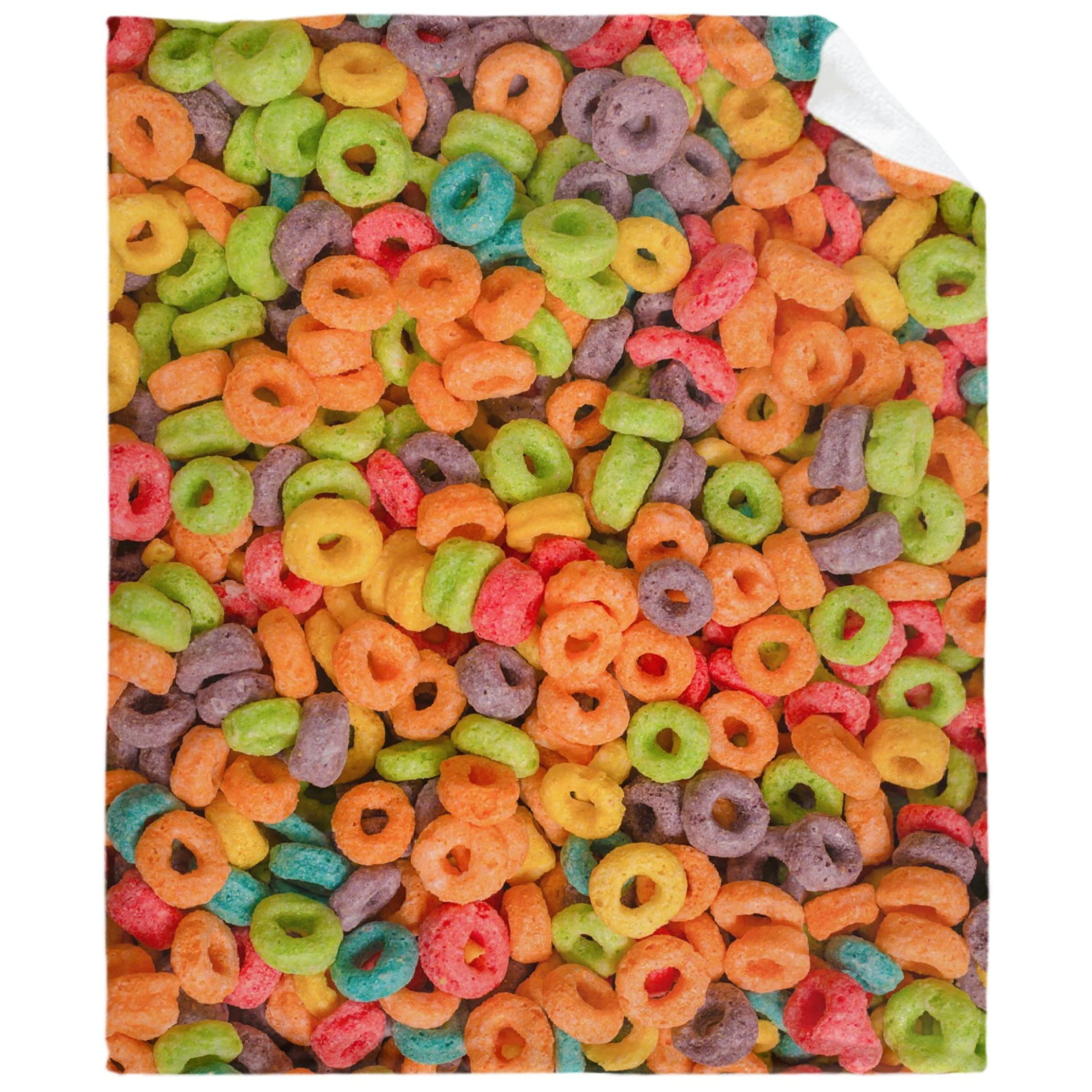 Ultra Soft Fruit Hoops Cereal Plush Flannel Throw Blanket - 60