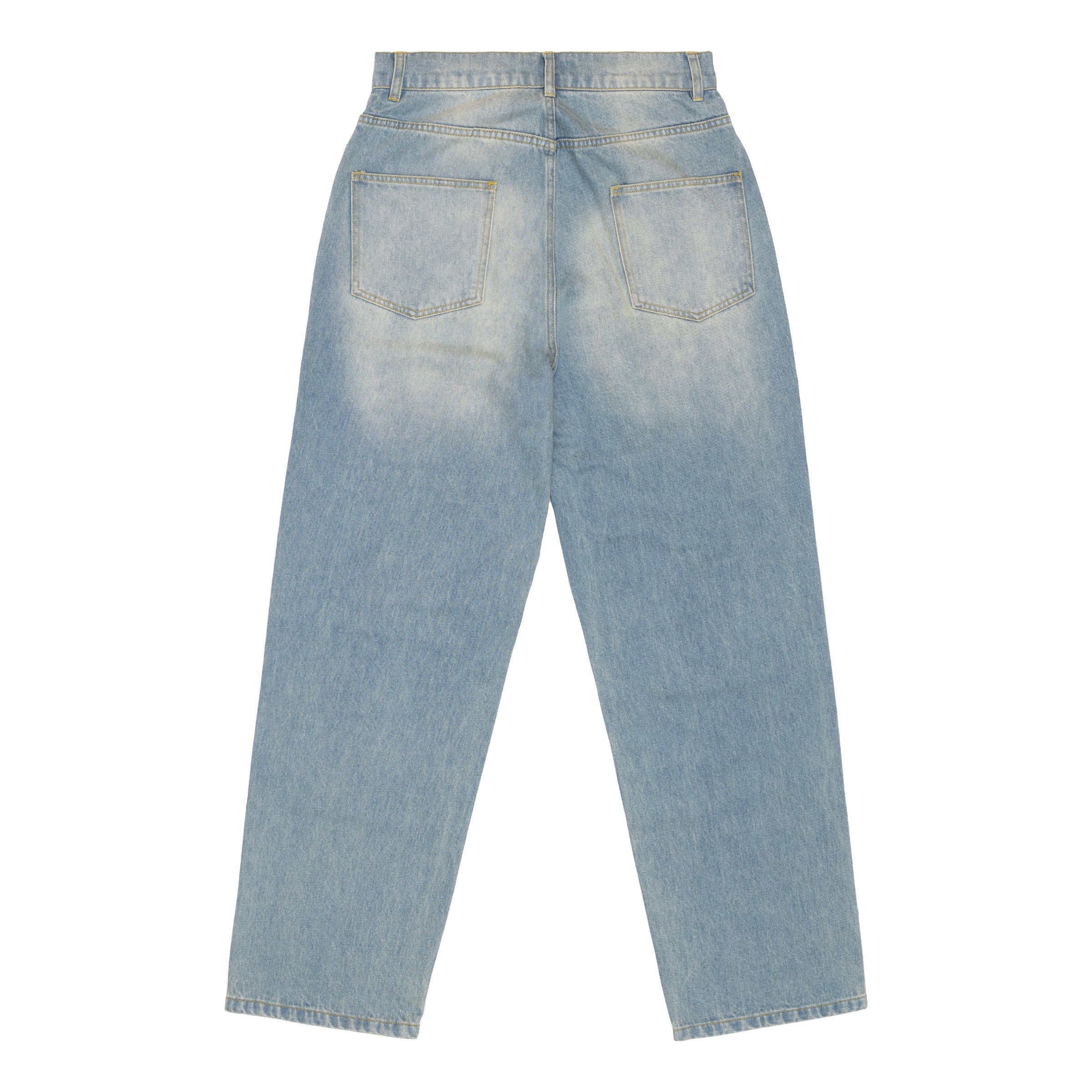 Vintage Washed Blue Denim Jeans with Country Patches - Perfect for Casual Wear, Street Style & Outdoor Adventures