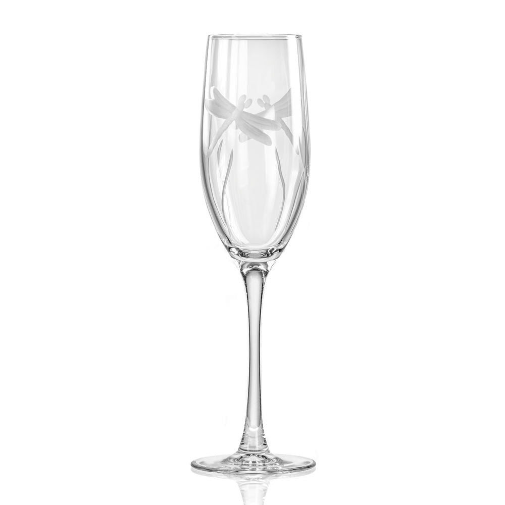 Dragonfly 8oz Champagne Flutes - Elegant Set of 4 for Wedding Toasts, Anniversary Celebrations & Romantic Dinners
