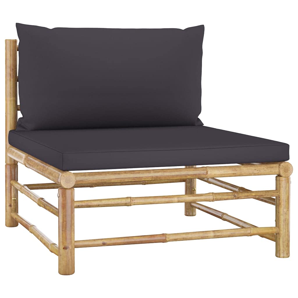 3 Piece Outdoor Garden Dining Set, Bamboo Table and Chairs with Comfortable Cushions, Patio Furniture for Conversation and Coffee, Durable Bamboo Frame