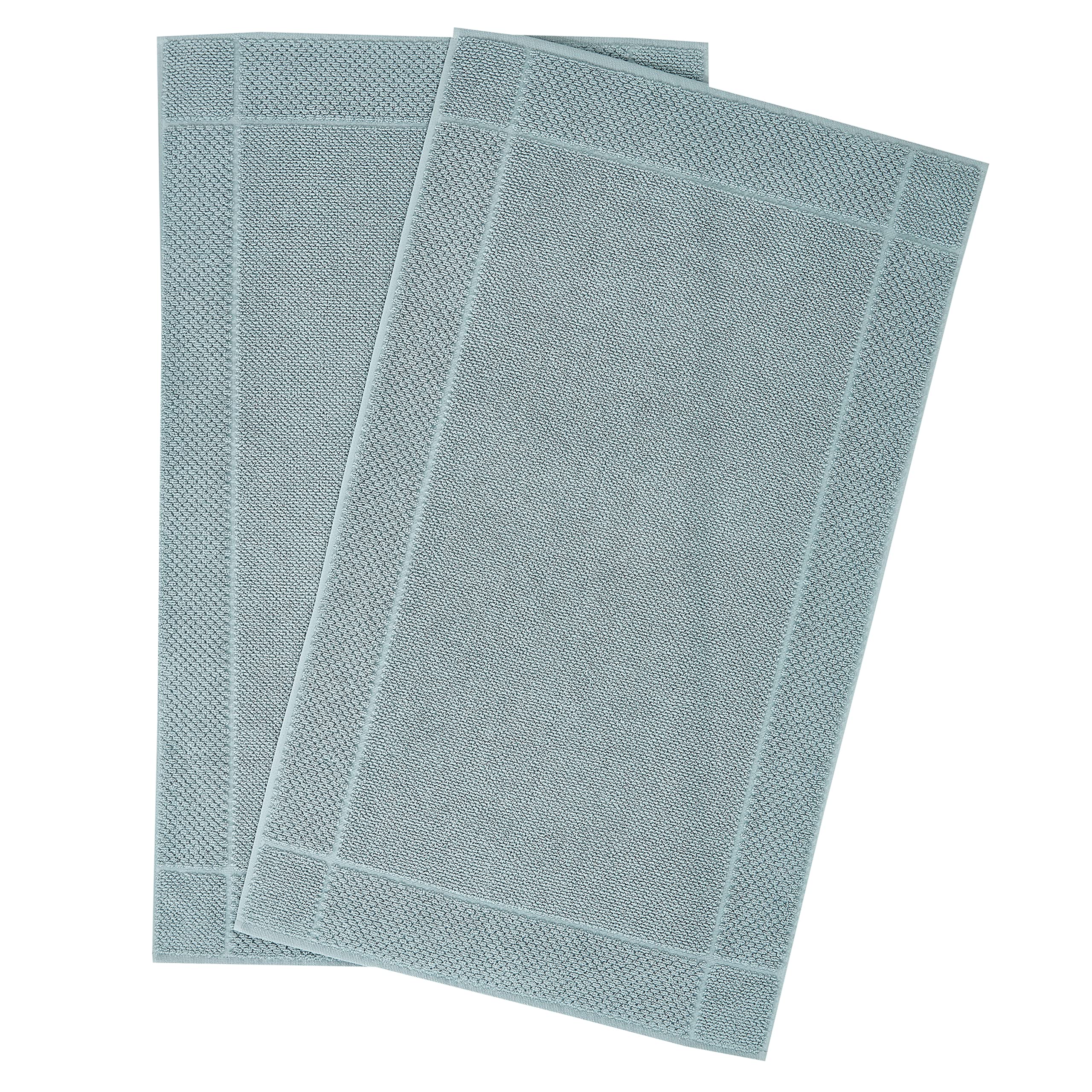 Premium 2-Piece Washable Bath Mat Set - Super Absorbent Turkish Cotton Bathroom Floor Towels | Machine Washable, Quick Dry & Ultra Fluffy - 20x34 Inches, 900 GSM - Aqua Blue | Perfect for Bathroom, Spa & Luxury Home Decor