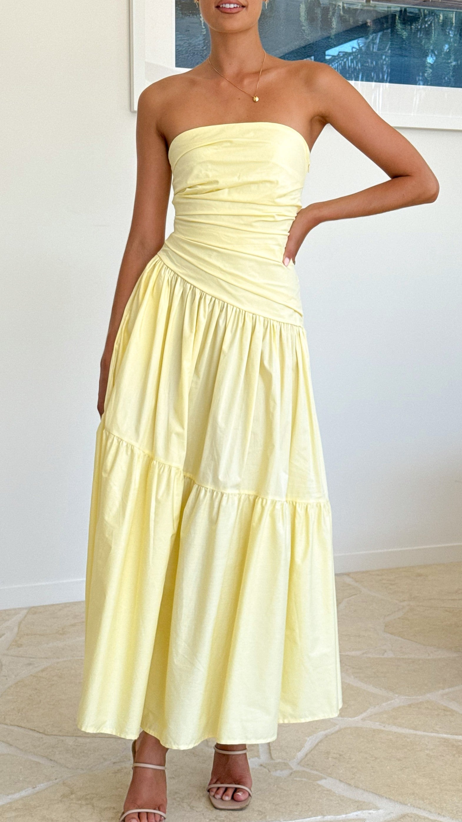 Lola Maxi Dress for Women - Flowy Yellow Summer Dress with Pockets | Perfect for Beach, Vacation & Casual Outings