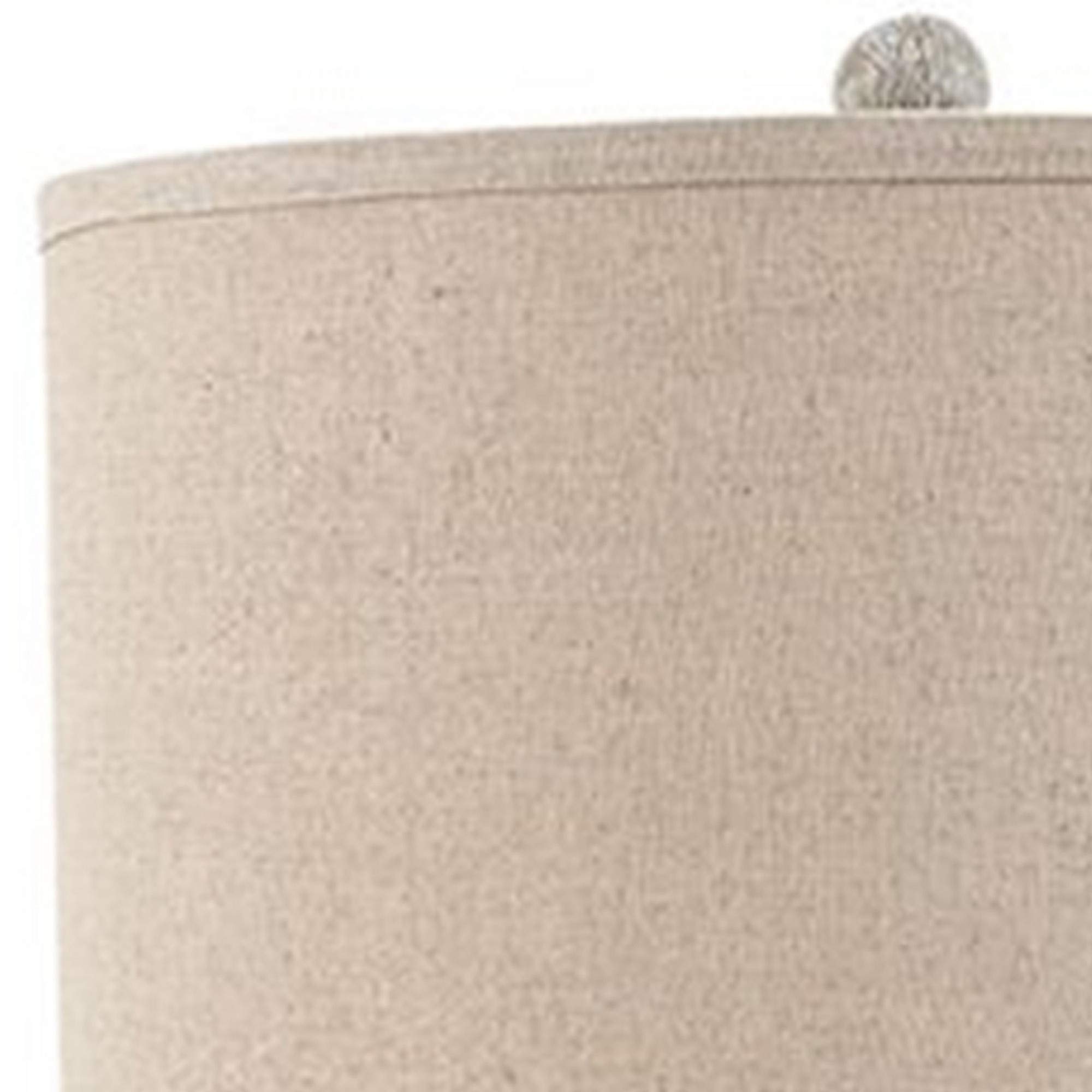 Benjara 2-Pack Beige and White Drum Shade Table Lamps with Pedestal Base - Modern Bedside & Living Room Lighting for Home Decor