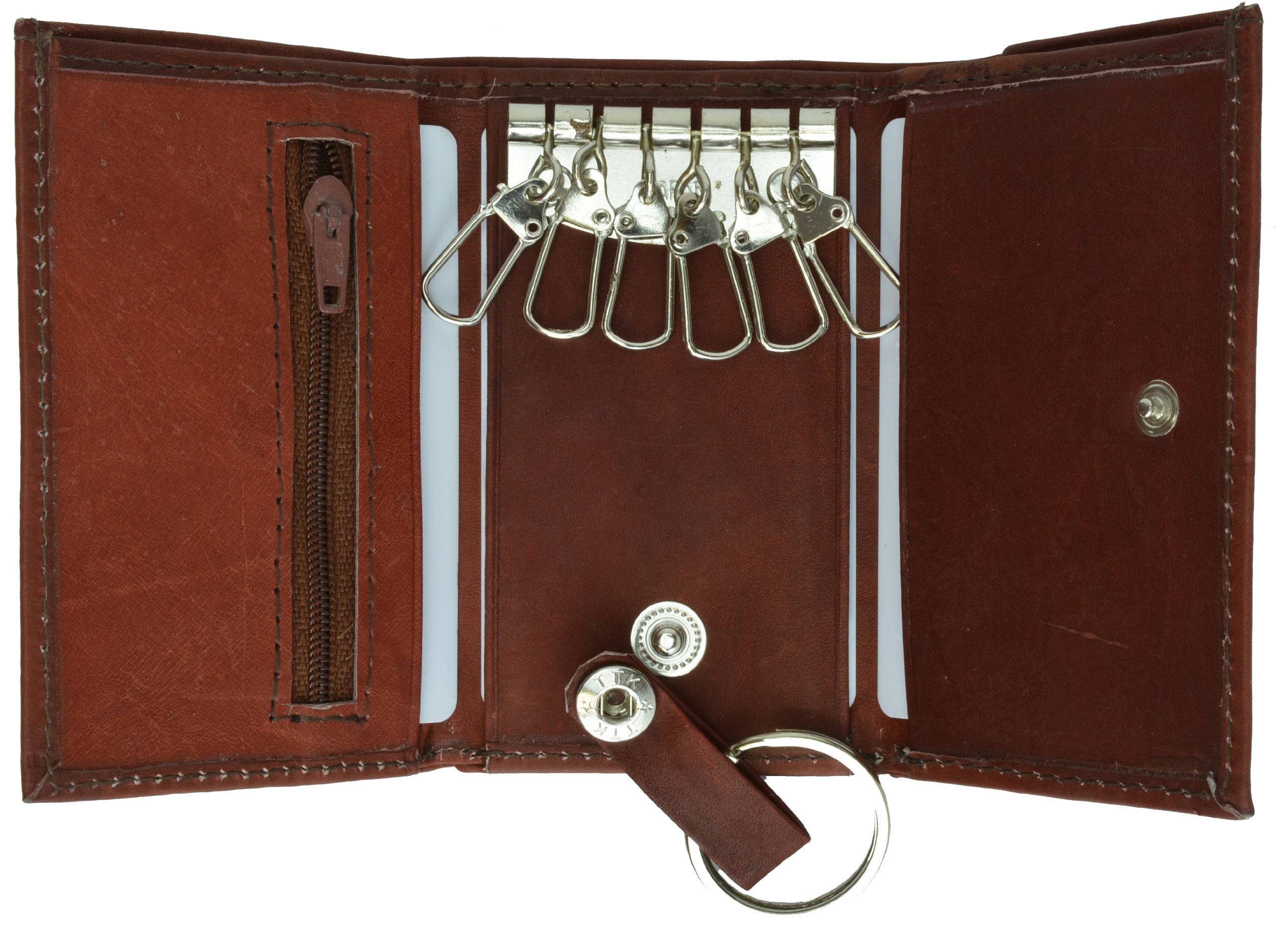 Premium Genuine Leather Key Case Wallet with Detachable Exterior Key Ring - Marshal Brand Slim RFID Blocking Bifold for Men & Women - Perfect for Travel, Office & Everyday Carry