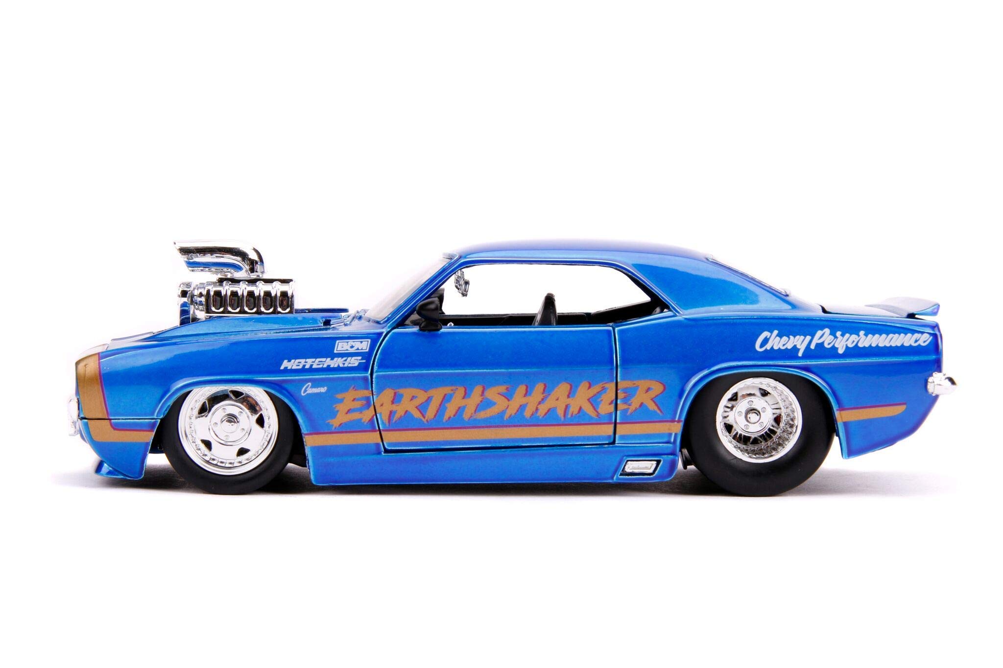 Jada Toys Bigtime Muscle 1:24 Scale 1969 Chevy Camaro Earthshaker Die-Cast Model Car in Candy Blue - Collectible Toy for Kids & Adults - Perfect for Display, Gifts, and Car Enthusiast Collections