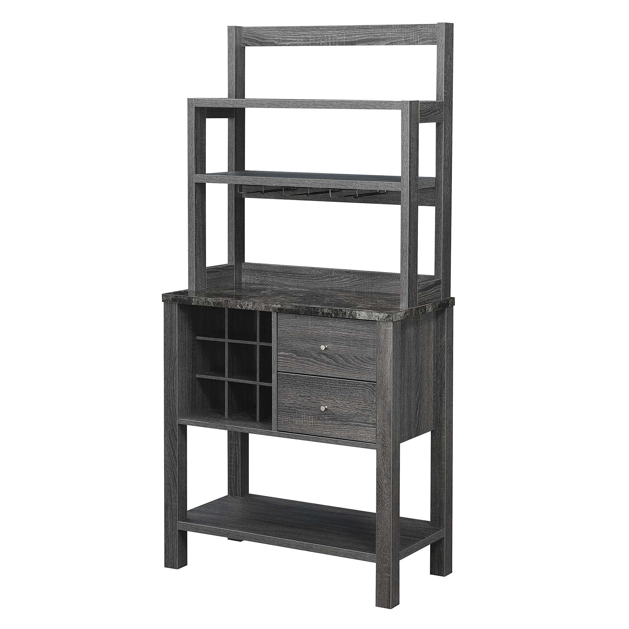 Ergode Newport 2-Drawer Bar Cabinet with Wine Rack & Storage Shelves - Modern Home Bar Furniture for Living Room, Dining Room or Entertainment Area