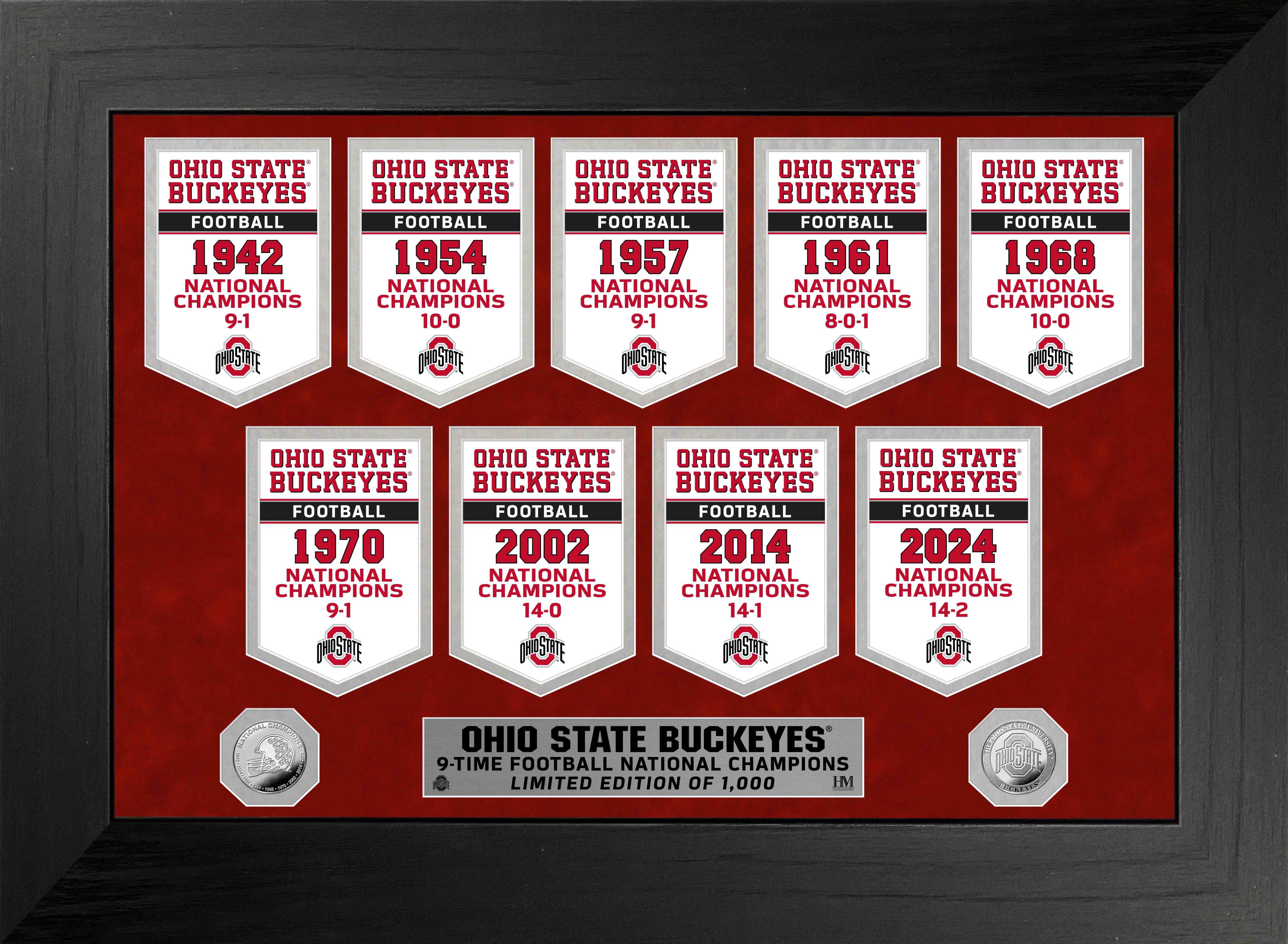 Ohio State Buckeyes 9-Time National Champions Deluxe Silver Coin Photo Mint - Perfect for Game Day Decor, Sports Memorabilia Collectors & Buckeyes Fans Display