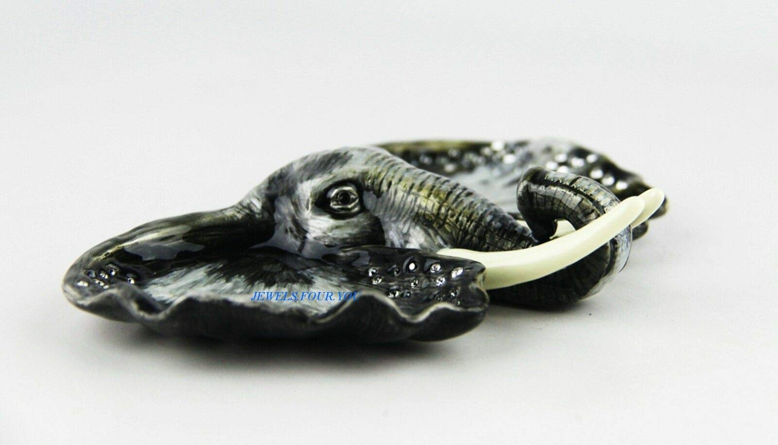 Jay Strongwater Jungle Rare Elephant Trinket Tray - Swarovski Crystal Decor #2 | Elegant Jewelry Organizer & Home Decor for Dresser, Vanity, or Gift Giving
