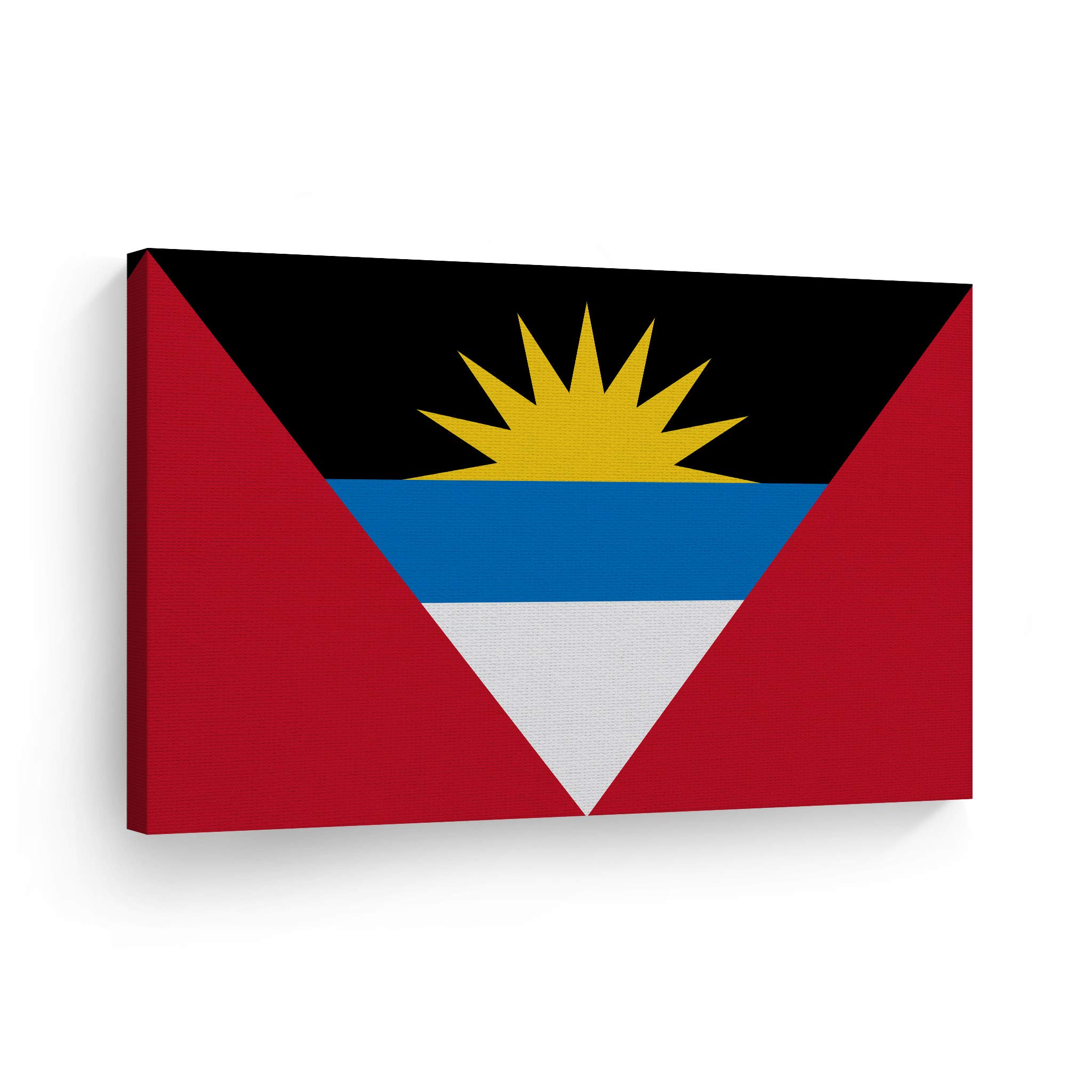 Antigua and Barbuda Flag Canvas Wall Art Print - 30x40 Inch Modern Country Flag Decor for Office, Living Room, Dorm, Bedroom & Man Cave - Ready to Hang USA-Made Home & Sports Bar Decoration | Perfect for Caribbean-Themed Parties & Patriotic Displays
