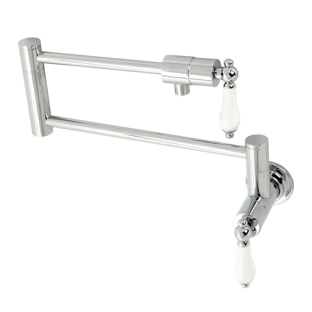 Kingston Brass KS4101PL Metropolitan Wall Mount Pot Filler Faucet - Polished Chrome Finish - Ideal for Kitchen, Cooking & Filling Large Pots