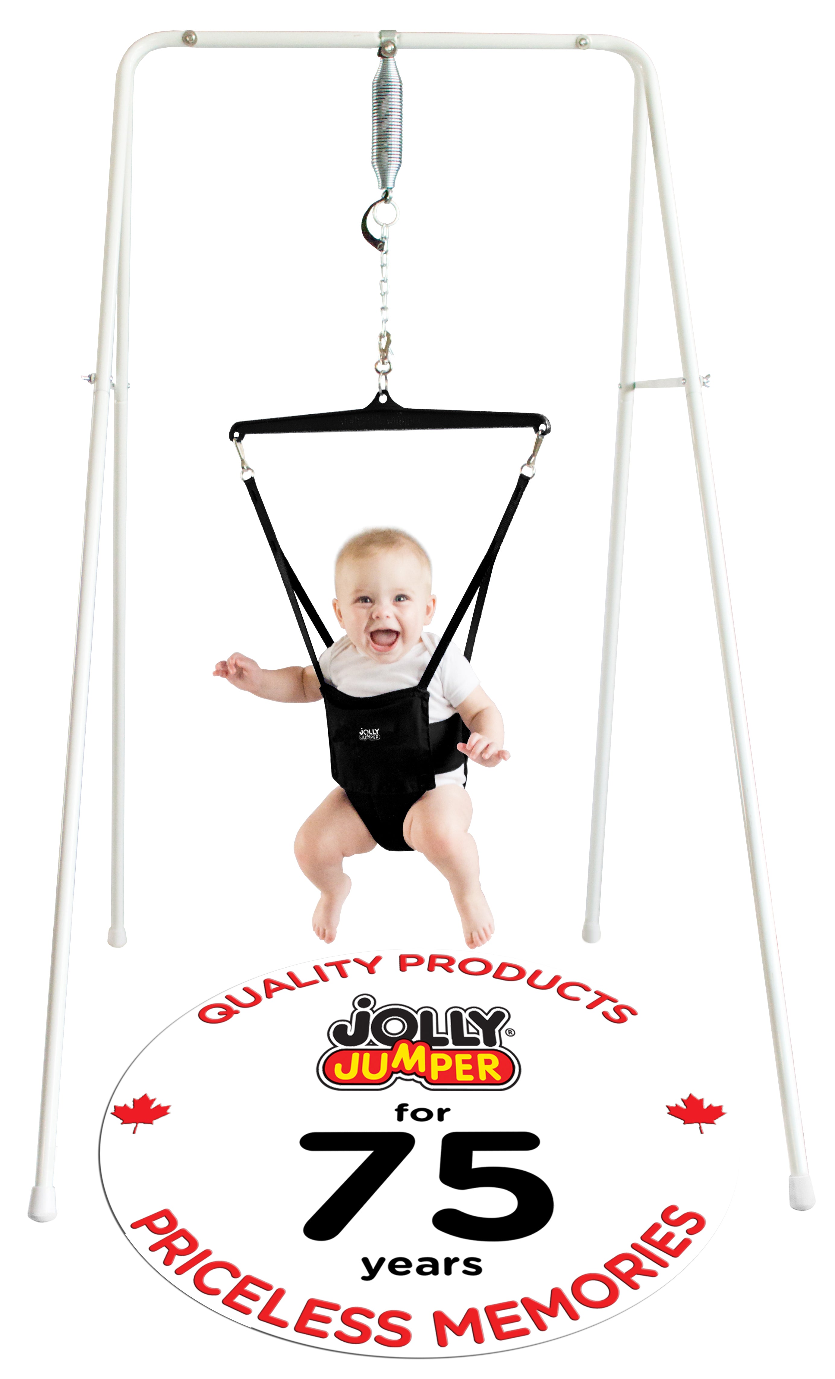 The Jolly Jumper Classic Baby Bouncer with Adjustable Stand - Fun Developmental Activity for Infants & Toddlers - Perfect for Playtime, Exercise & Motor Skills Development