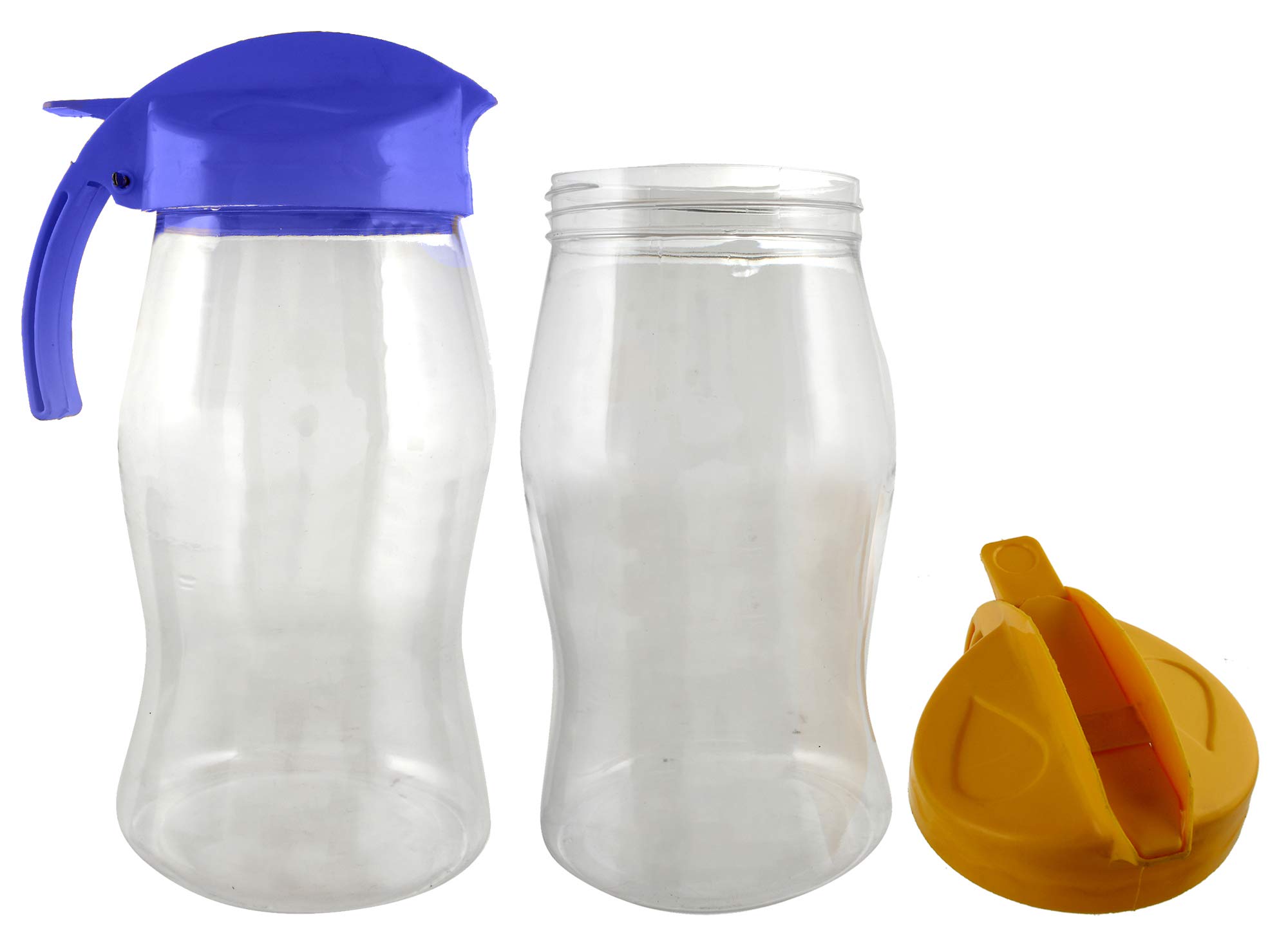 Kuber Industries 2-Piece Plastic Oil Bottle Dispenser Set - 1100ml Kitchen Oil Container with Drip-Free Spout (Yellow & Purple) - Perfect for Cooking, Baking & Salad Dressing