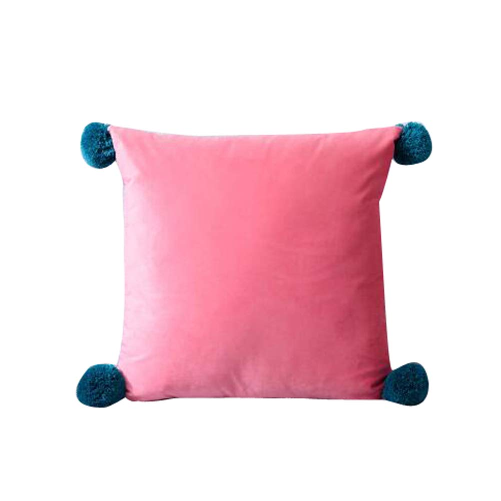Decorative Pom-Pom Waist Lumbar Throw Pillow for Couch & Bed - Square (18x18 Inch), Rectangle, Triangle Shapes - Includes Insert - Soft Pink Accent Pillow for Living Room, Bedroom, Nursery Decor