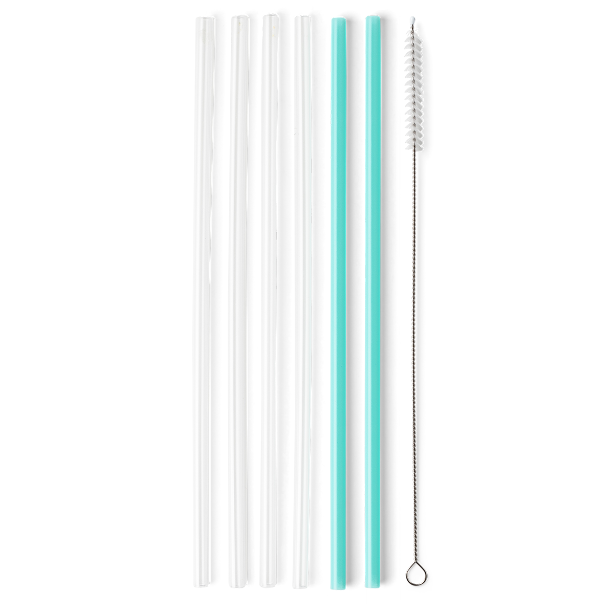 Eco-Friendly Clear & Aqua Reusable Straw Set - BPA Free Silicone Drinking Straws for Smoothies, Iced Coffee & Cocktails - Perfect for Home, Office & Travel Use