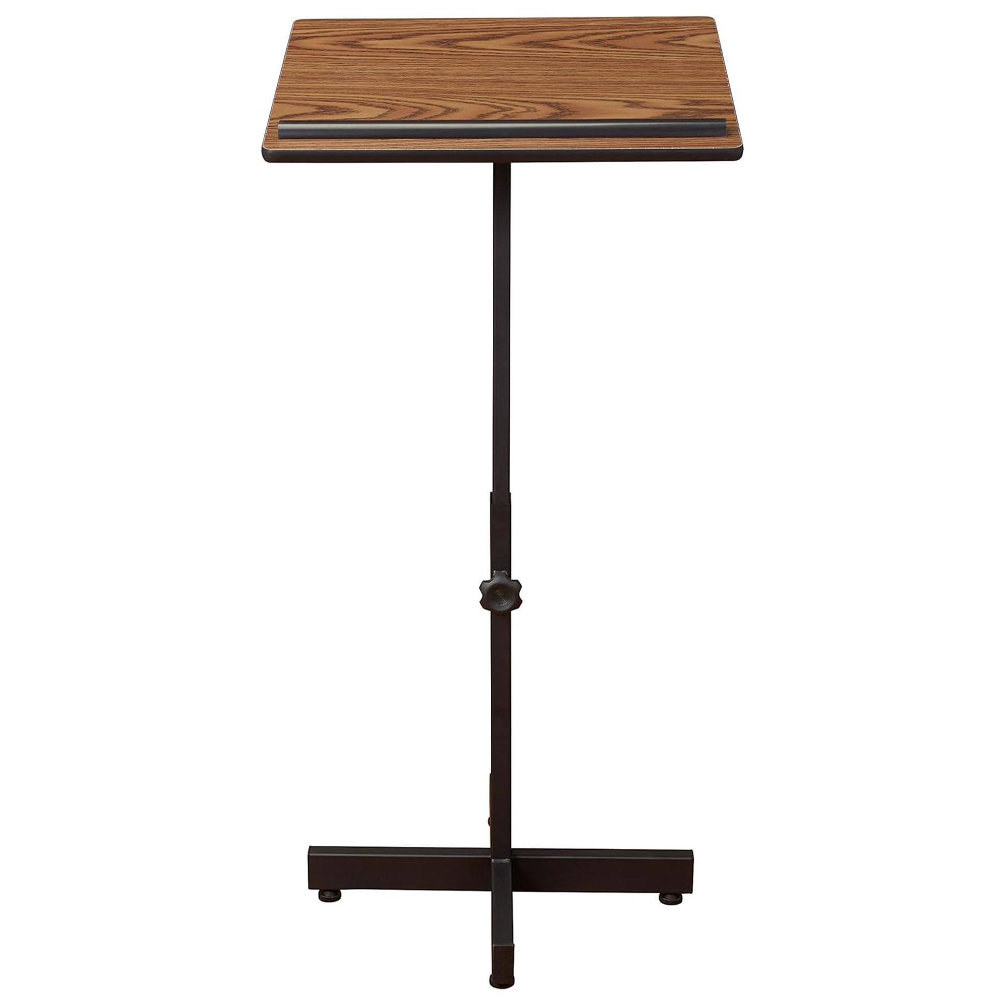 Oklahoma Sound Portable Adjustable Height Lectern Stand - 16x20 Inch Reading Surface with Book & Paper Stop - Medium Oak Finish for Church, Classroom & Public Speaking Events