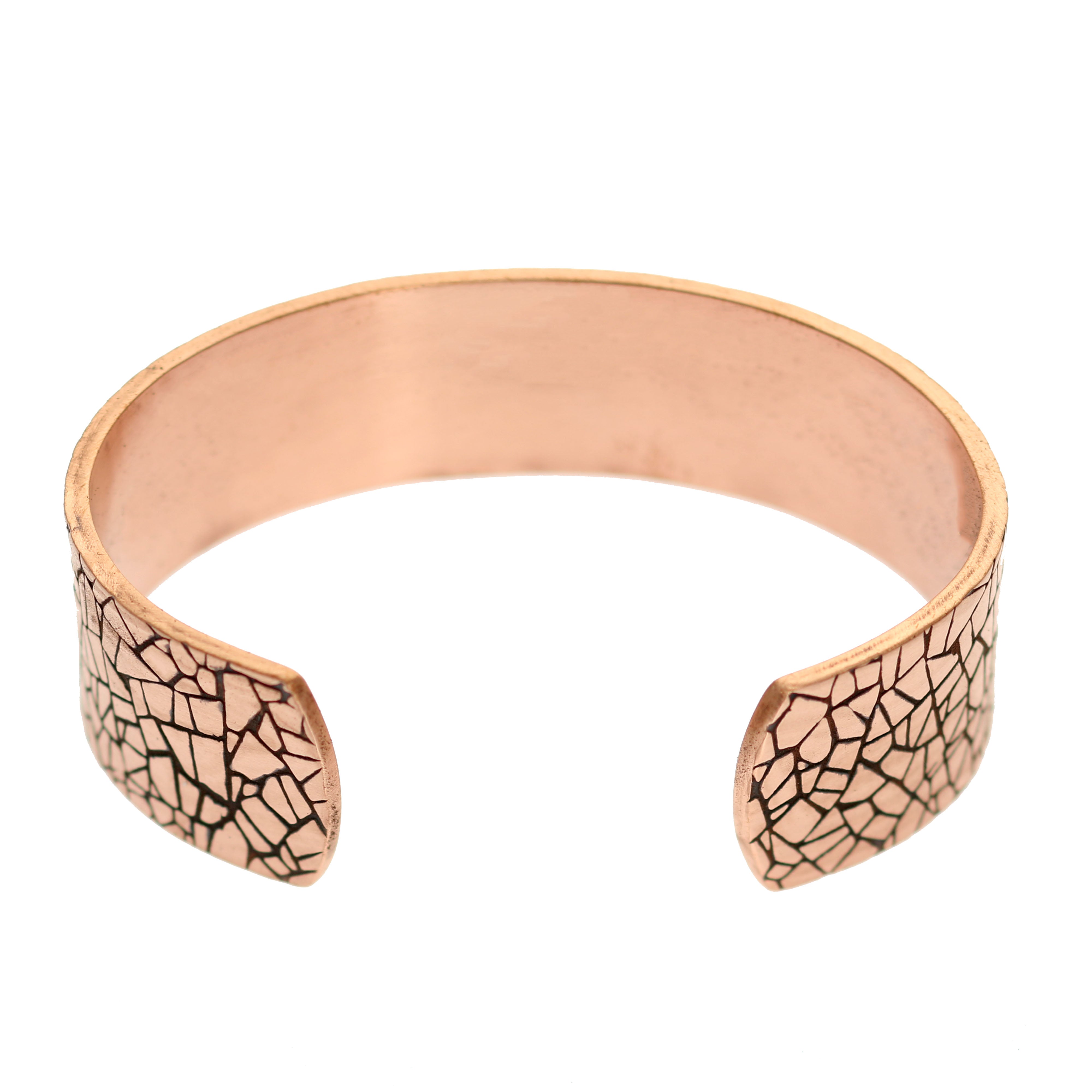 Men's Solid Copper Cuff Bracelet - 3/4 Inch Wide Mosaic Embossed Design - Handmade Jewelry for Casual & Formal Wear - Perfect Gift for Men