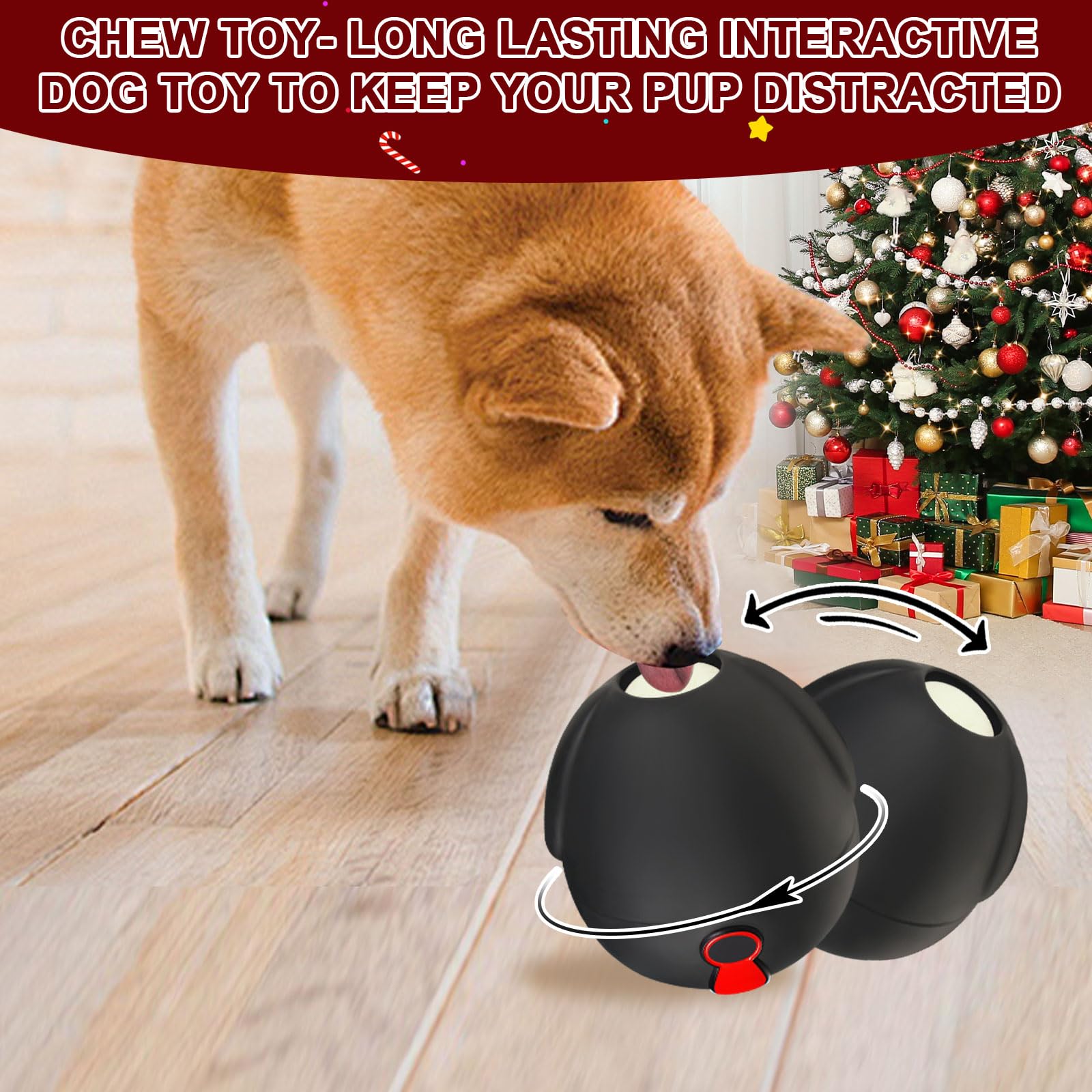 Yipetor XL Dog Chew Toys - Frozen Treat Dispensing Chew Toy for Large Dogs (Black) | Interactive Puzzle Feeder for Mental Stimulation & Teeth Cleaning | Perfect for Aggressive Chewers, Boredom Relief & Training Rewards