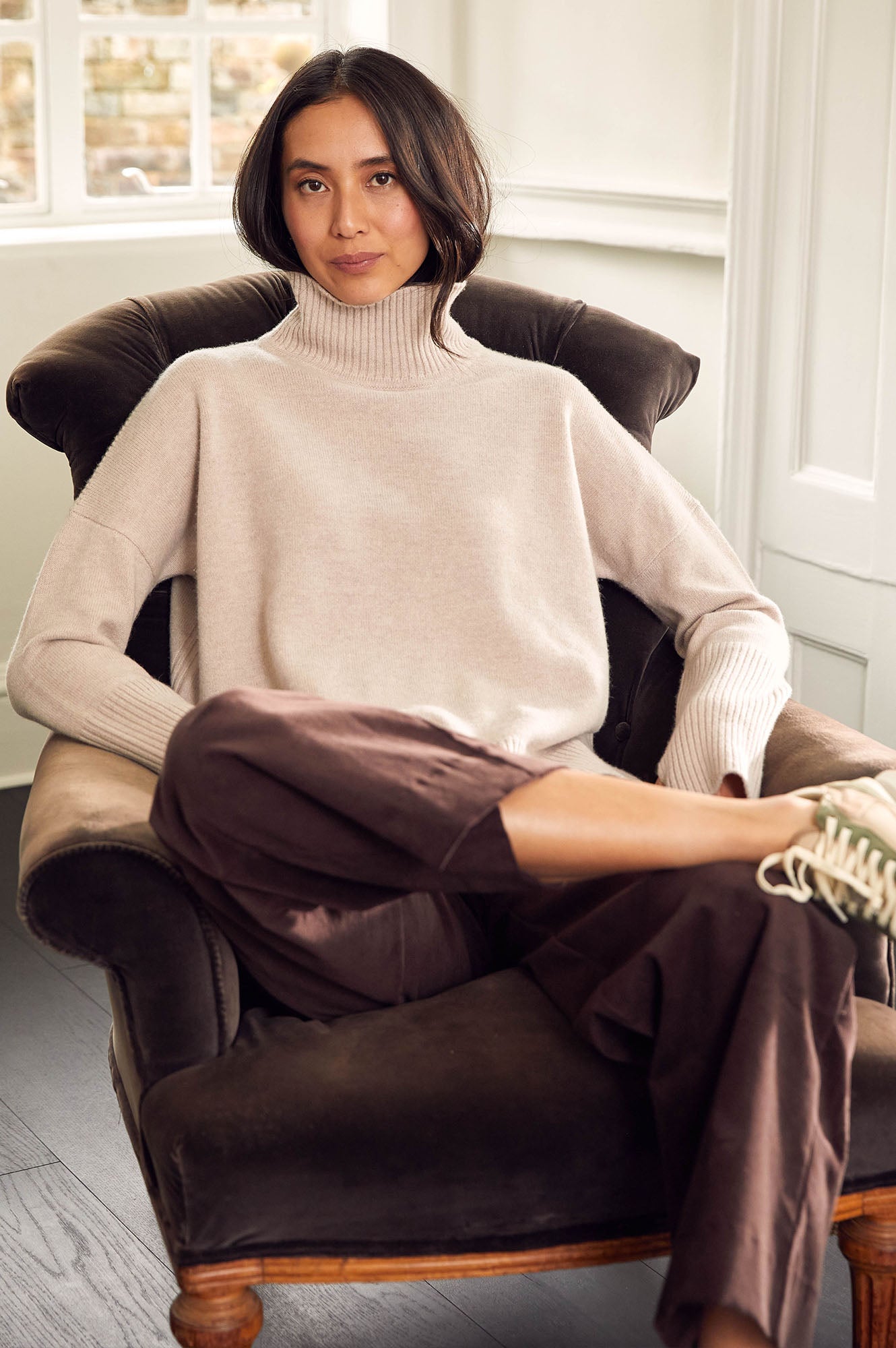 Kendal Cropped Stretch Corduroy Pants for Women | High Waisted Comfortable Corduroy Trousers in Chocolate Brown | Perfect for Casual Outfits, Office Wear & Fall Fashion